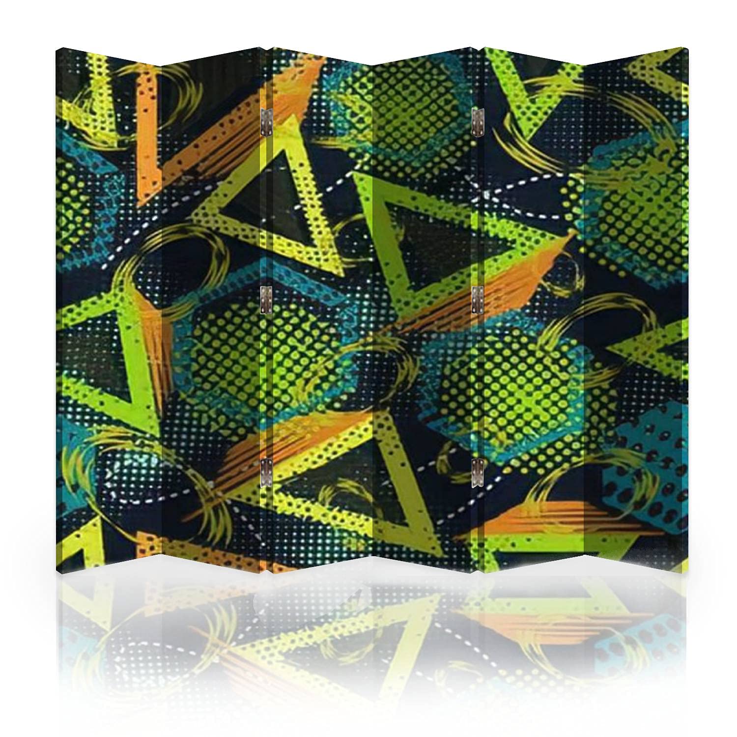 Abstract Grunge Sport Pattern Canvas Room Divider Screen - 6 Panel Folding Privacy Partition for Kids' Rooms, Bedrooms & Play Areas | Creative Space Separator for Girls and Boys | Home Decor & Room Organization