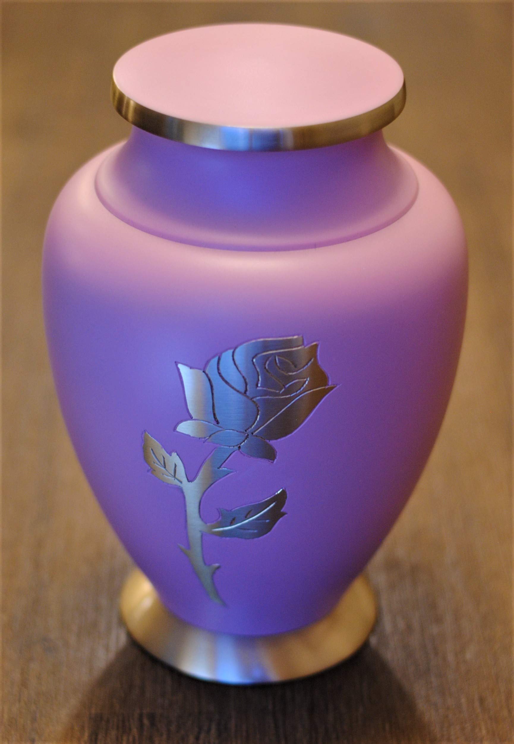 Elegant Blush Pink Brass Cremation Urn with Rose Engravings - Handcrafted Memorial Urn with Golden Accents for Human Ashes (10.75 Inch) - Perfect for Funeral Services, Burial Ceremonies & Memorial Keepsakes