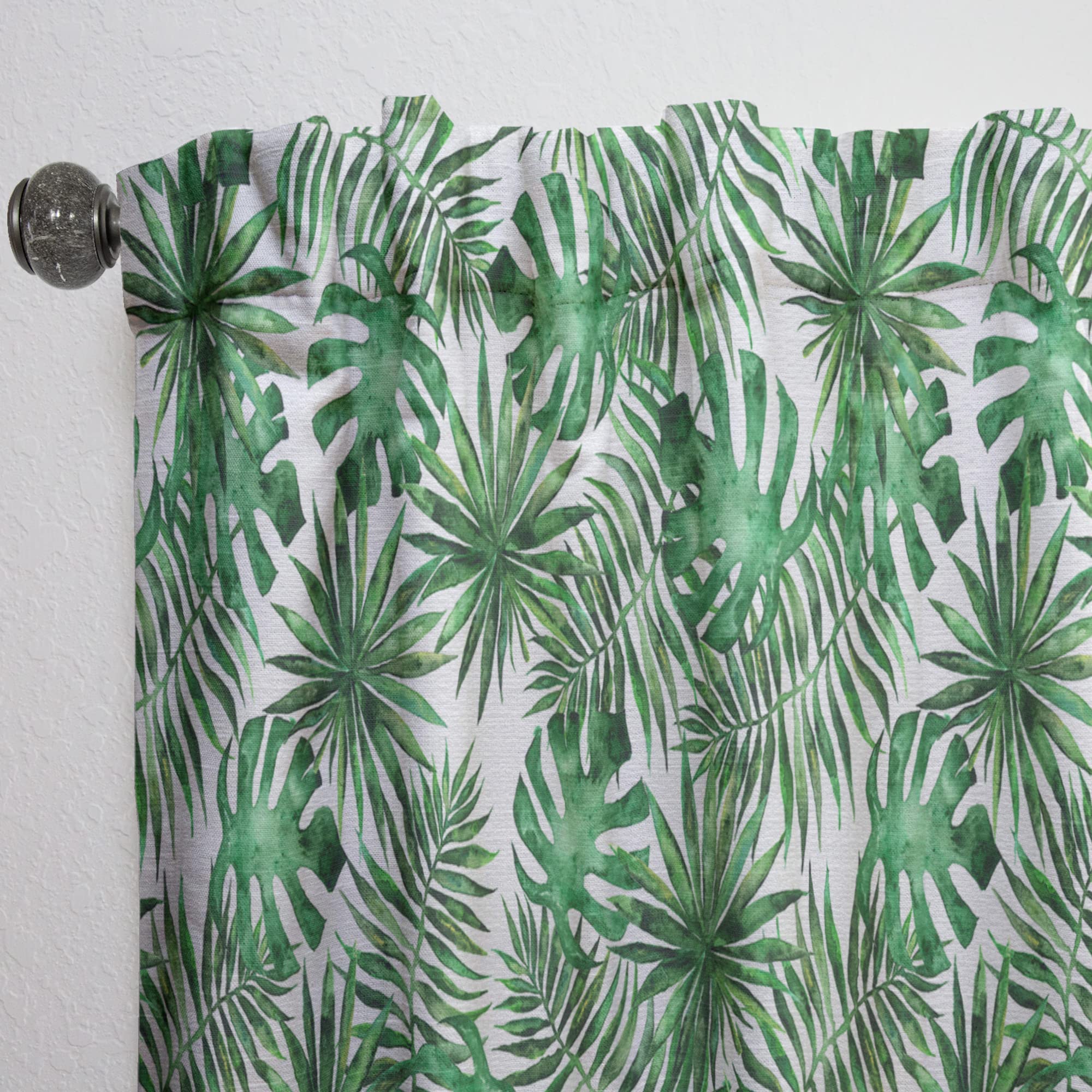 DesignQ Thermal Insulated Curtains - Tropical Leaves & Branches Pattern - Single Panel 52x84 Inches - Blackout Drapes for Bedroom & Living Room (Home Decor, Window Treatment, Sun Protection)