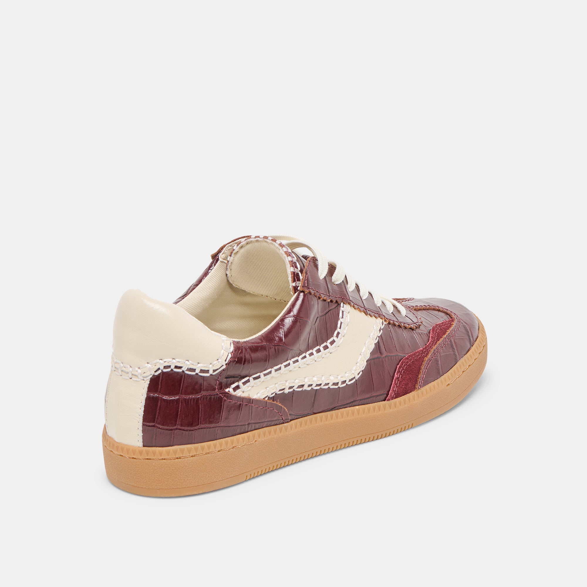 Stylish Stitch Sneakers in Oxblood - Crocodile Embossed Leather for Men & Women | Perfect for Casual Wear, Street Fashion & Everyday Comfort