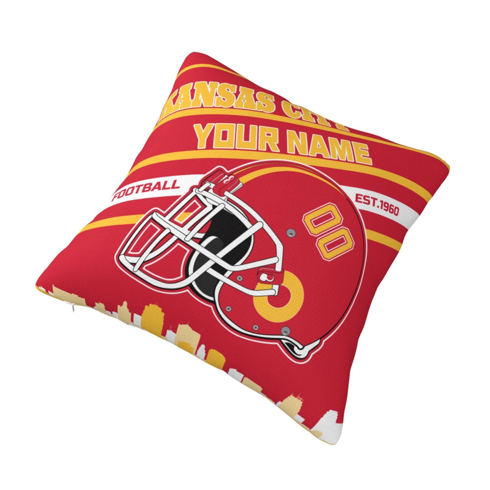 Kansas City Chiefs Throw Pillow Covers - Personalized Name & Number Decorative Pillow Cases for Men & Women Fans | Perfect for Game Day Decor, Home Decor & Sports Fan Gifts