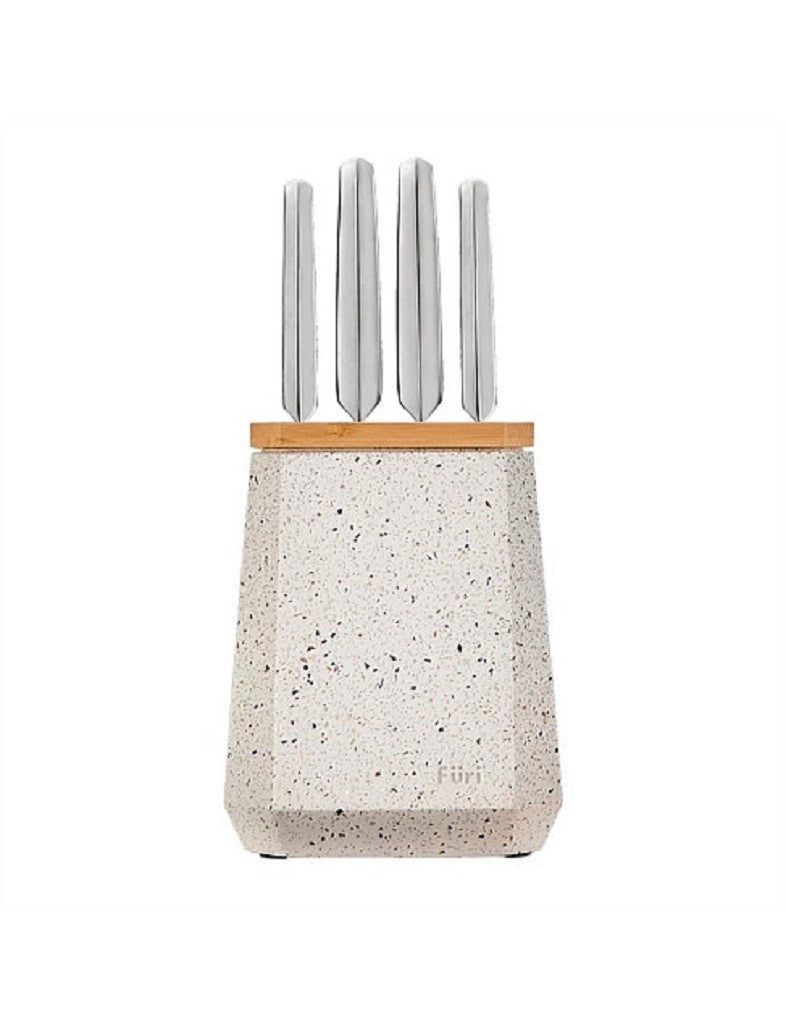 Furi Pro Stone Block Azure Terrazzo 6-Piece Knife Set - Premium Kitchen Knives for Professional Chefs & Home Cooking - Perfect for Slicing, Dicing & Food Prep