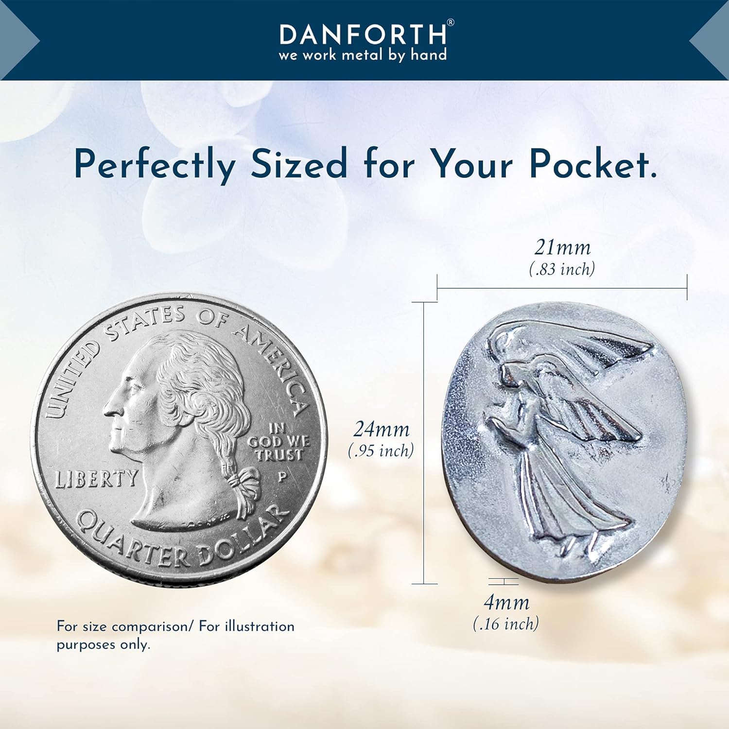 DANFORTH Vilmain Pocket Angel Tokens - Handcrafted Pewter Coins Made in USA, Inspirational Gift Set (Pack of 50) - Perfect for Weddings, Baptisms & Spiritual Encouragement