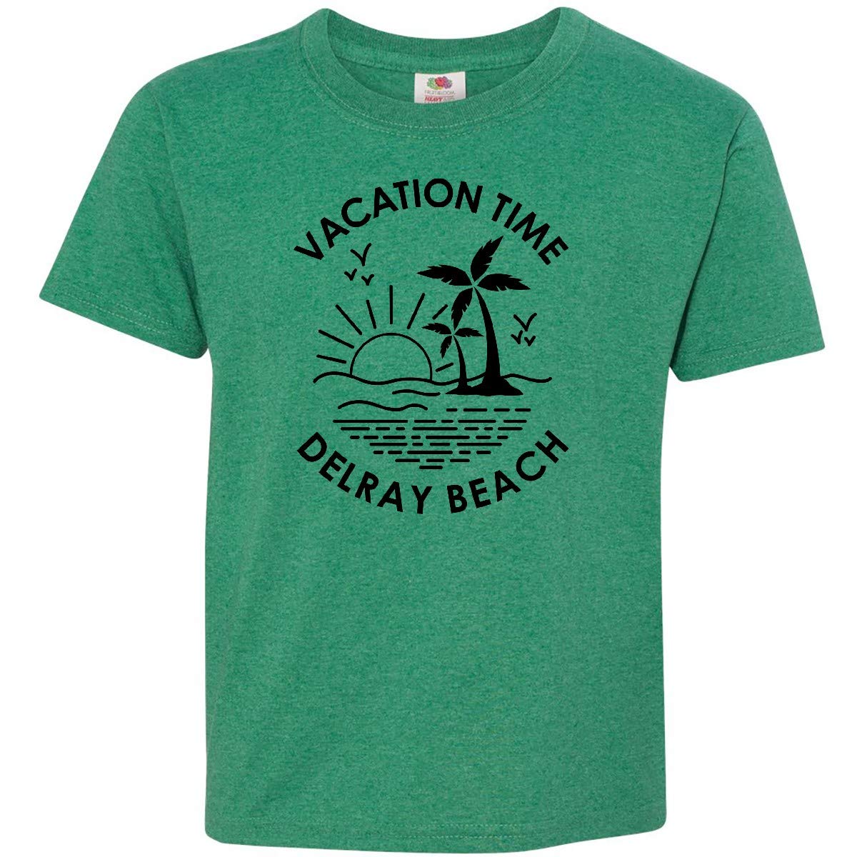 Inktastic Vacation Time in Delray Beach Youth T-Shirt | Soft Cotton Kids Tee | Fun Florida Beach Graphic | Perfect for Family Vacations & Summer Outfits