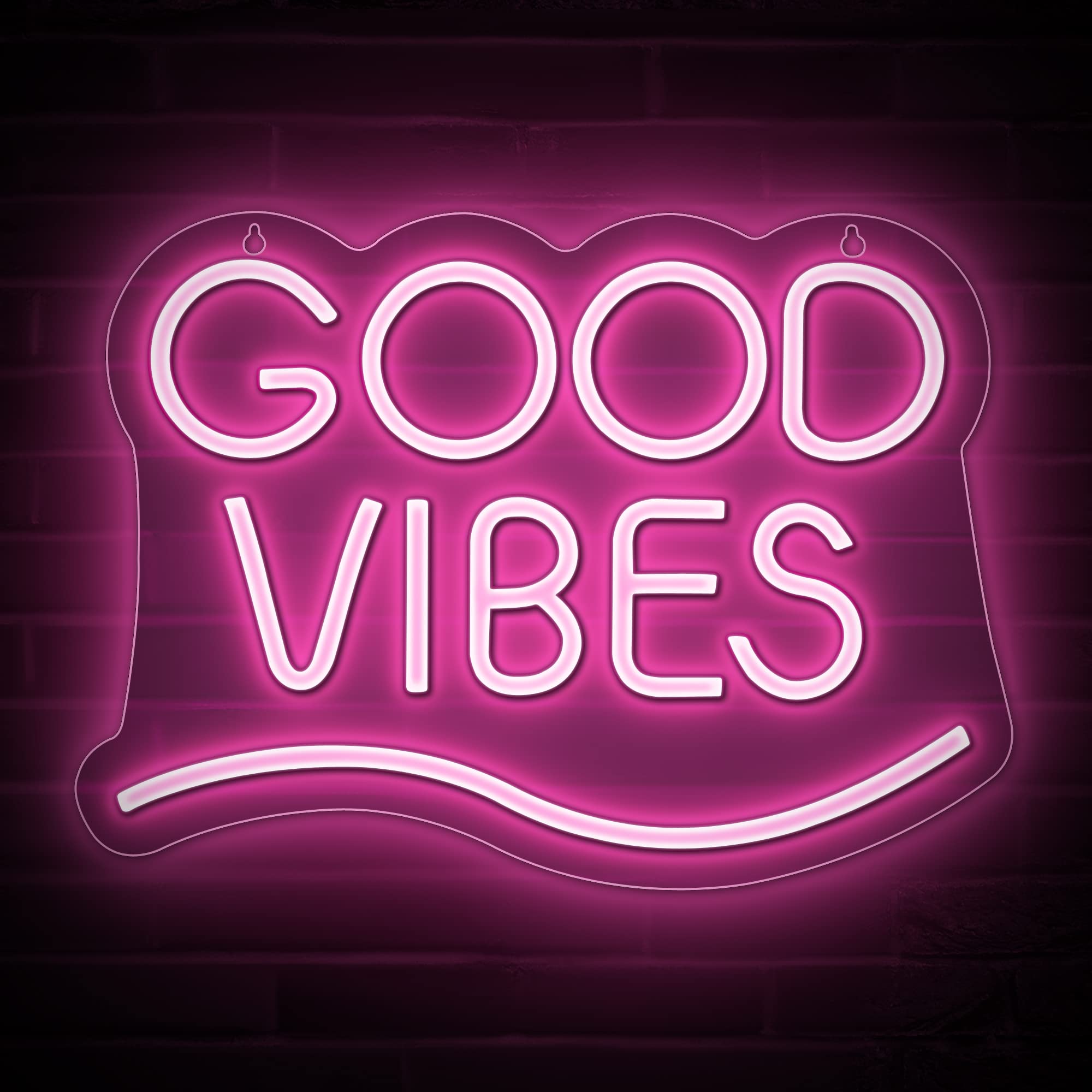 Lumoonosity Good Vibes Neon Sign - 16.5 x 11.8 Inch Pink LED Wall Decor for Bedroom, Game Room, Party & Valentine's Day Gifts - Vibrant Neon Lights to Brighten Your Space & Create Positive Atmosphere