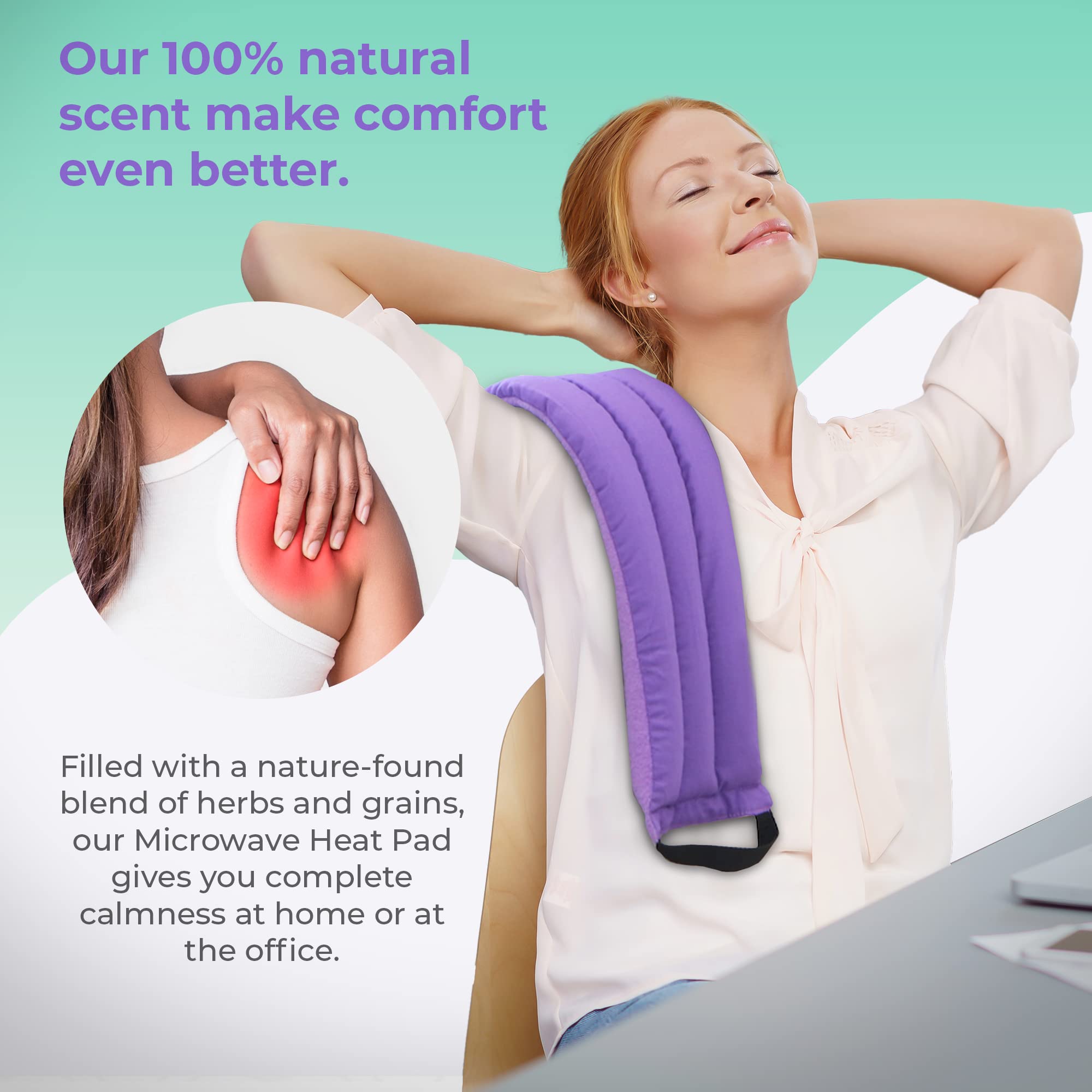 Microwave Heating Pads for Pain Relief - Moist Heat Therapy for Back, Neck & Shoulder Pain - Reusable Hot Pack for Muscle, Joint & Cramp Relief - 3-Pack Purple - Perfect for Home, Office & Travel Use