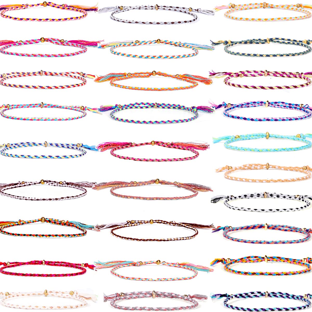 SONNYX 28-Piece Handmade Woven Wrap Friendship Bracelets for Women - Adjustable Braided Beaded Bracelets in Vibrant Colors | Perfect for Gifts, Parties, and Everyday Boho Style