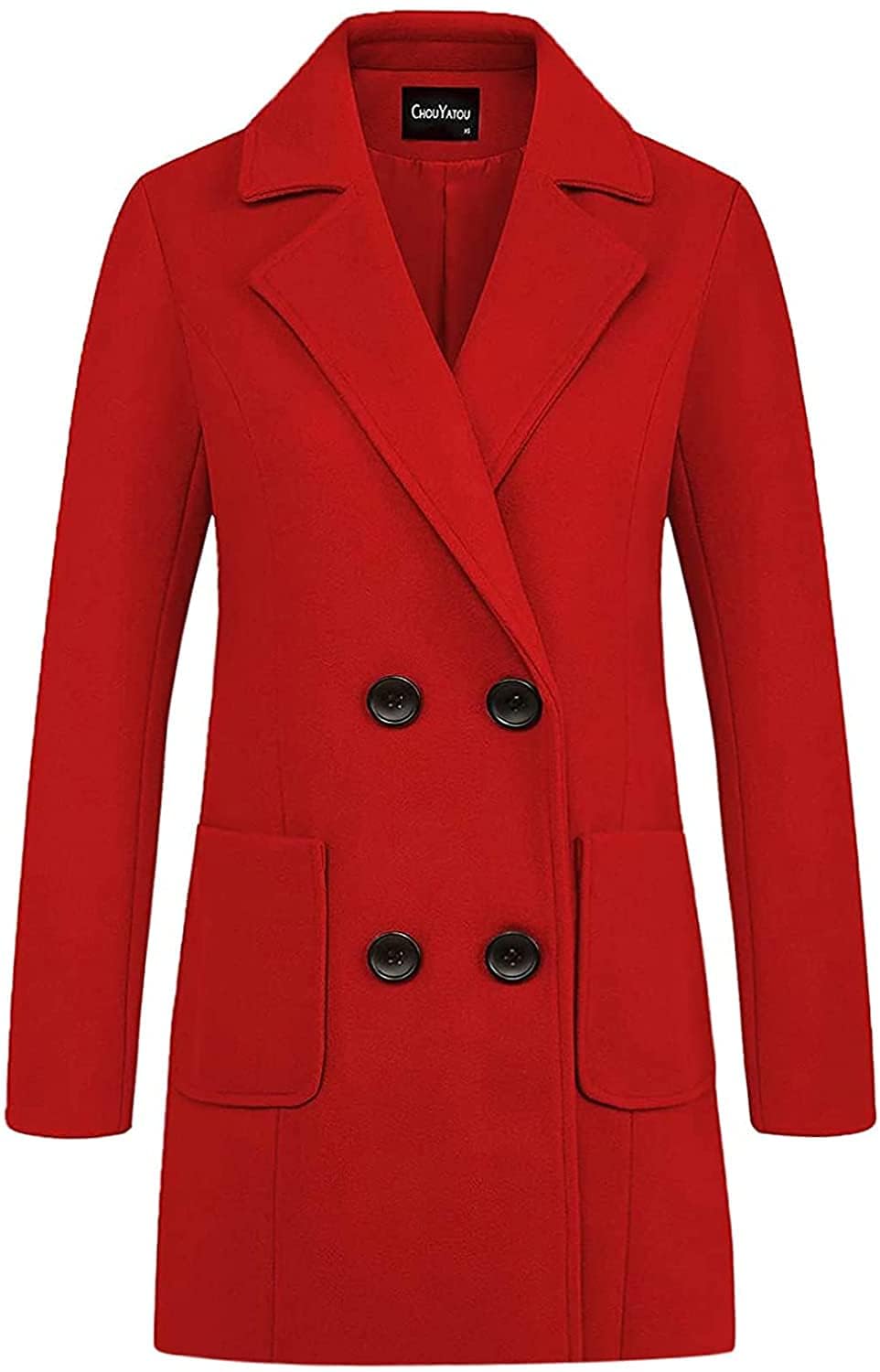 Elegant Women's Double Breasted Wool Blend Overcoat with Notched Collar - Perfect for Office, Business Meetings & Winter Fashion