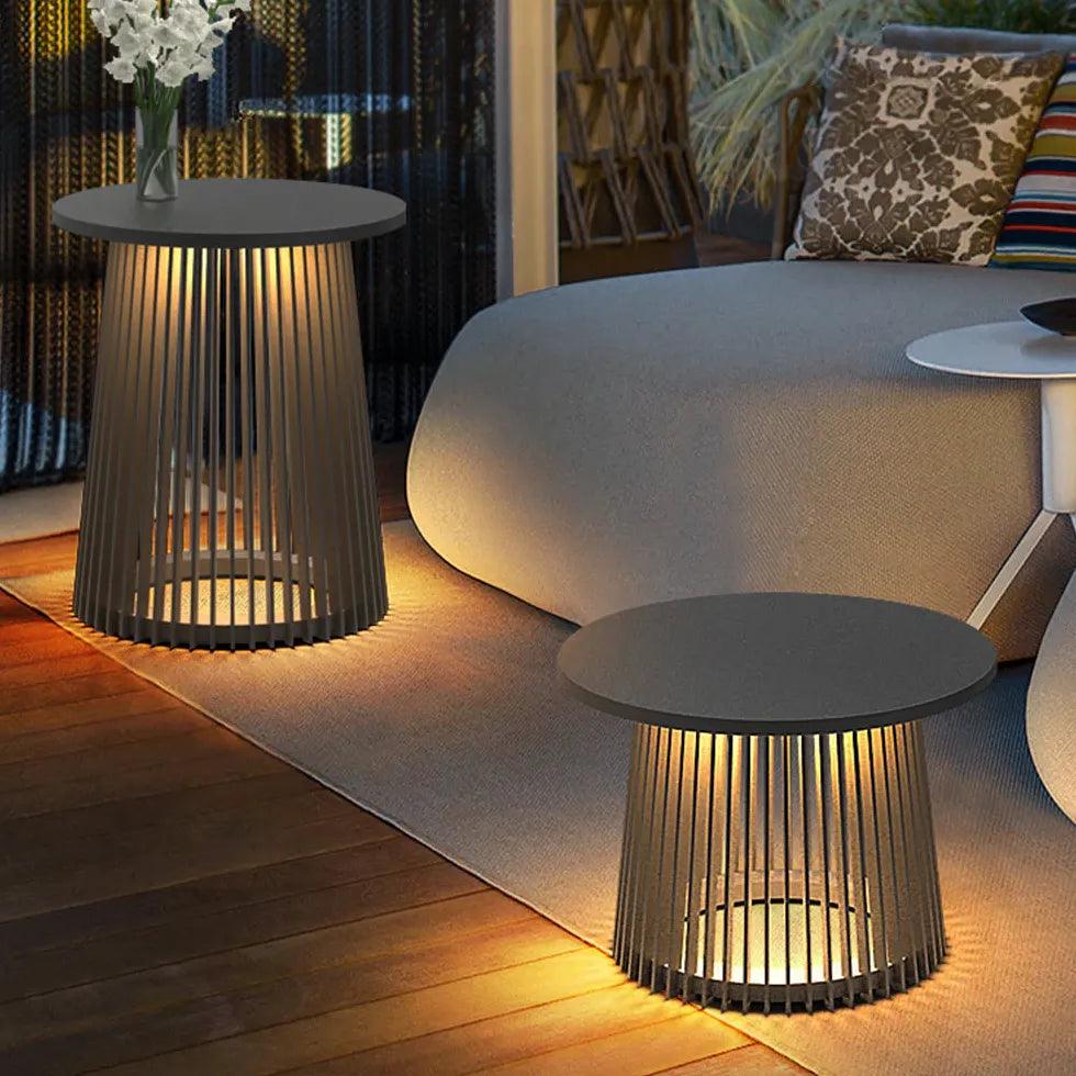 Modern Round Outdoor Floor Lamp - Waterproof Patio Lighting for Garden, Deck, Porch & Backyard - Durable Weatherproof Design for All Seasons