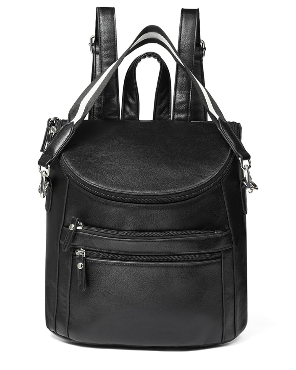 Nollia Women's Black Leather Mini Backpack - Adjustable Strap Daypack for Travel & Work