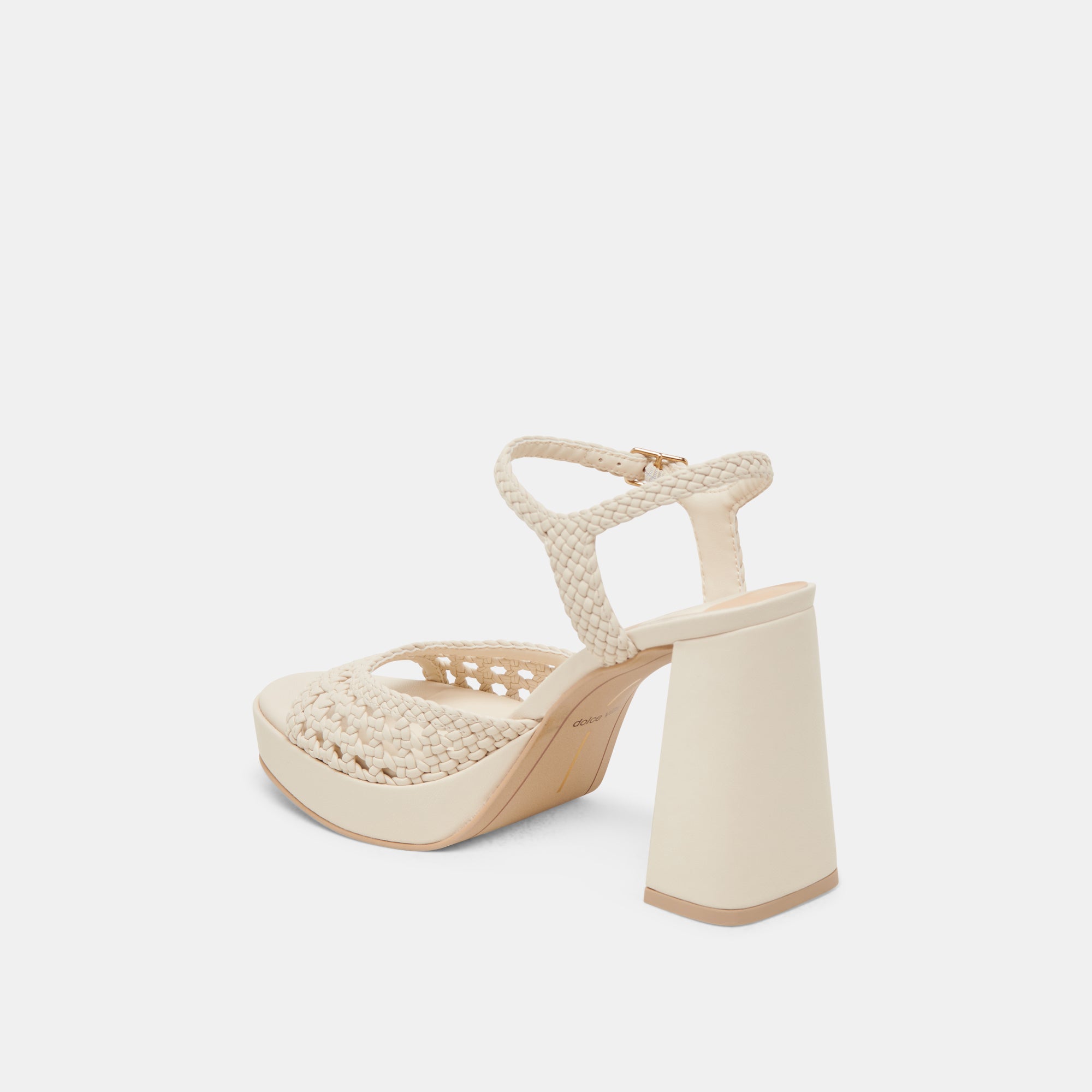 PEYTEN Women's High Heels in Cream Woven Leather - Stella Collection | Elegant Dress Shoes for Weddings, Parties & Office Wear