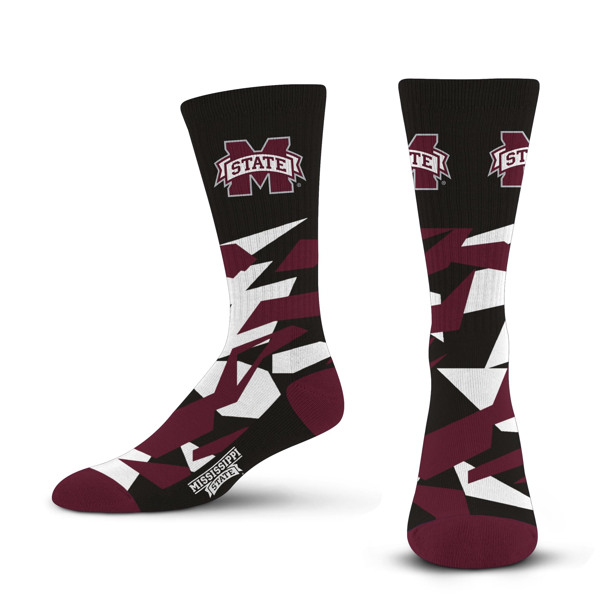 For Bare Feet Men's Shattered Camo Crew Socks - NCAA Officially Licensed - Comfortable Athletic Socks for Running, Hiking & Casual Wear