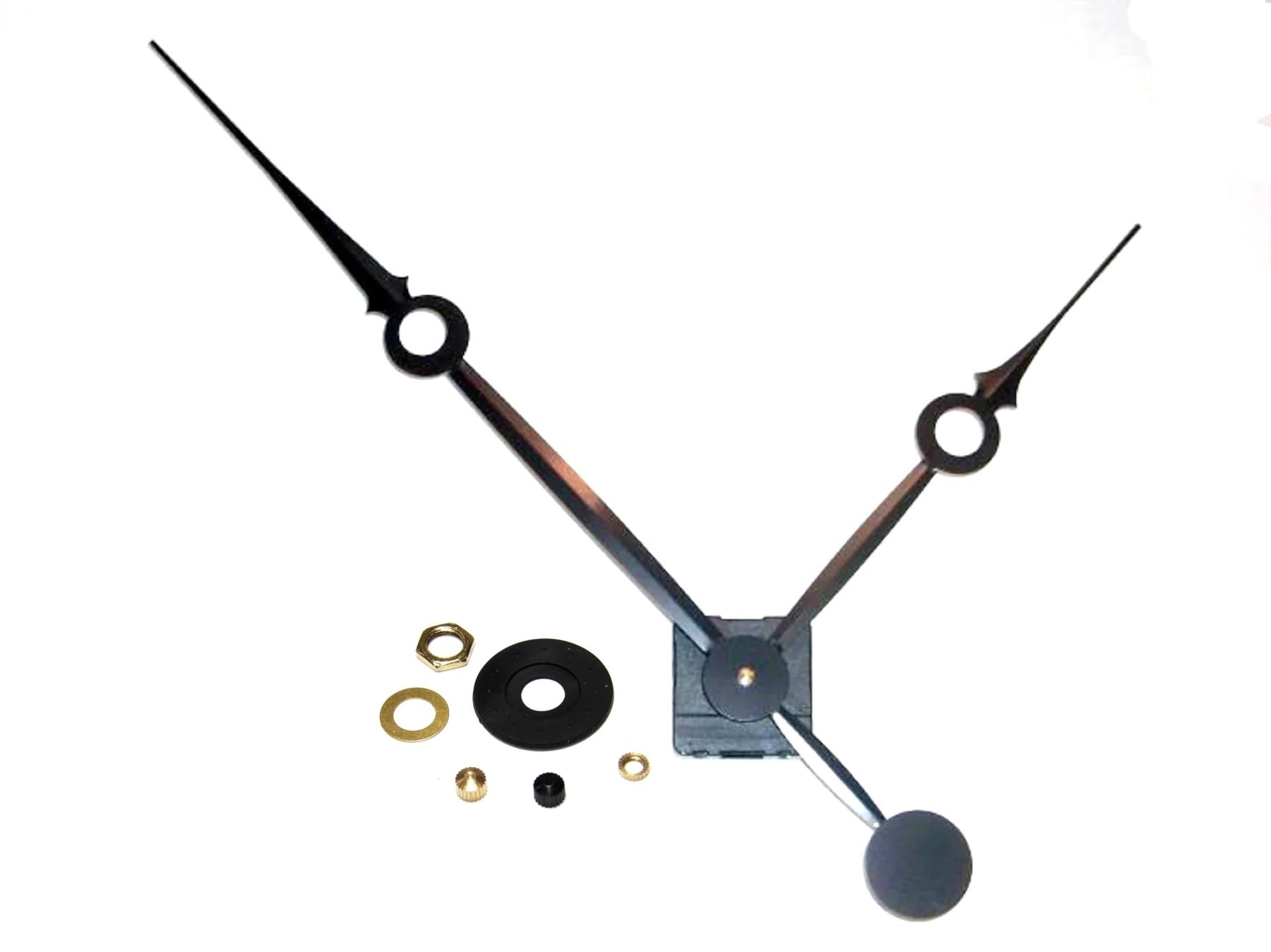 High Torque Silent Sweep Clock Movement with 14-inch Extended Shaft & Balanced Black Fancy Sword Hands (No7) - Large Wall Clock Mechanism for Quiet Non-Ticking Operation - Perfect for DIY Clock Making, Home Decor, and Office Timepieces