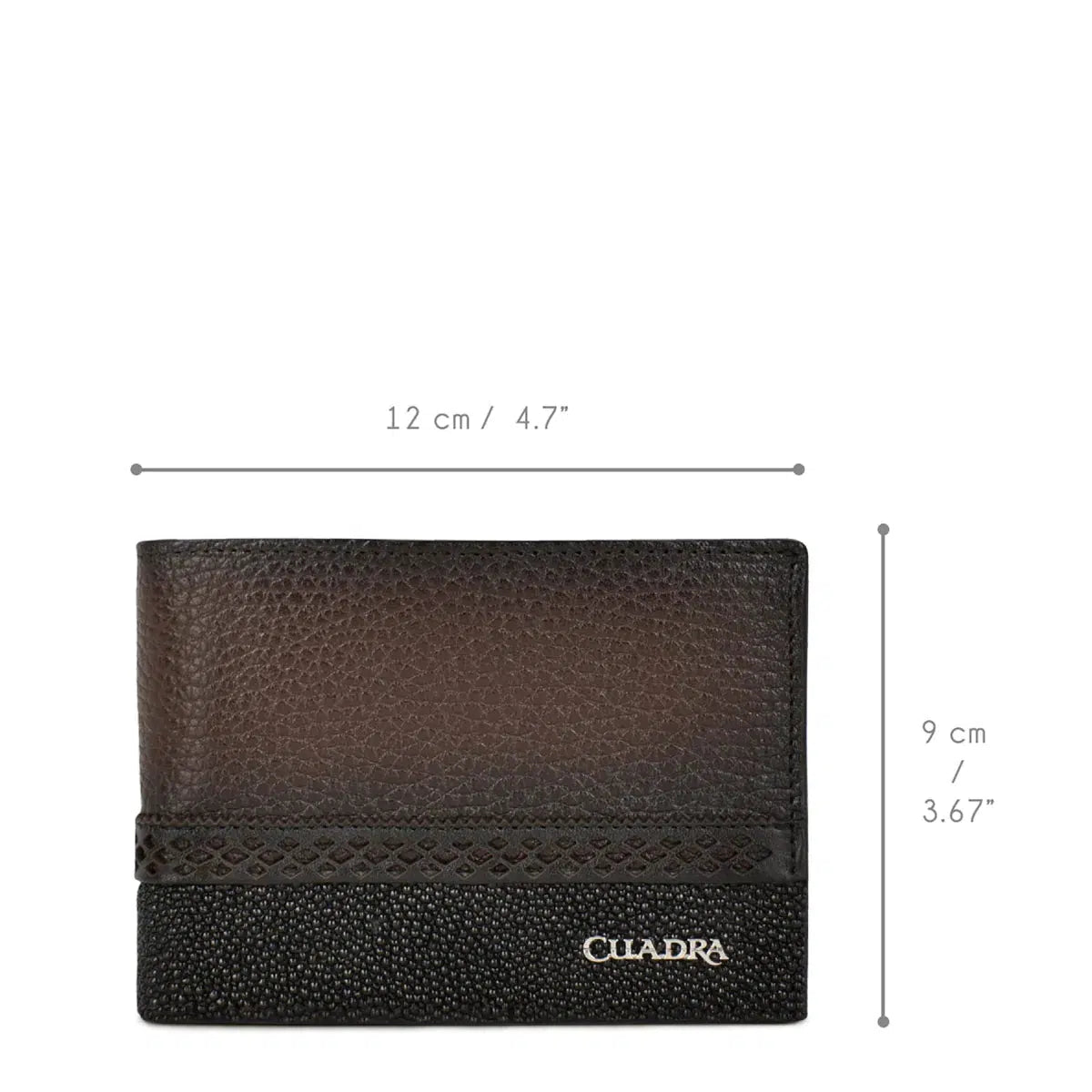 Premium Men's Bi-Fold Wallet - Genuine Stingray & Deer Leather - Black Fashion Cuadra BC012MA - Perfect for Everyday Use & Gift Giving