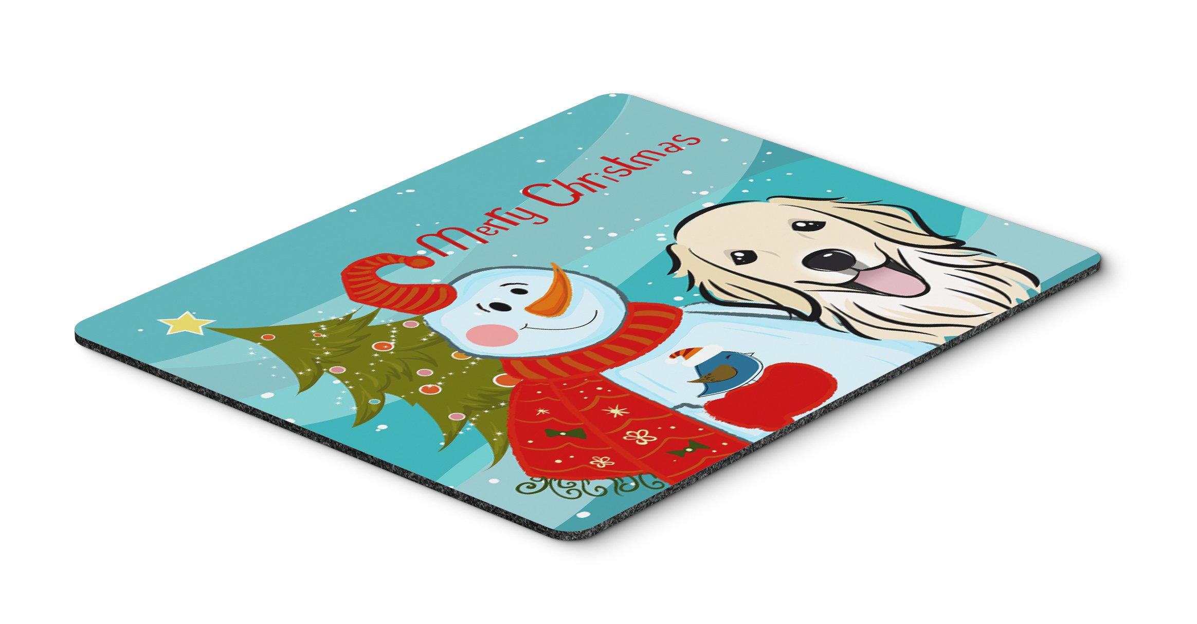 Snowman with Golden Retriever Mouse Pad - Large Washable Non-Slip Desk Mat for Home Office, Gaming & Computer Work | Holiday Decor & Cozy Winter Workspace Accessory