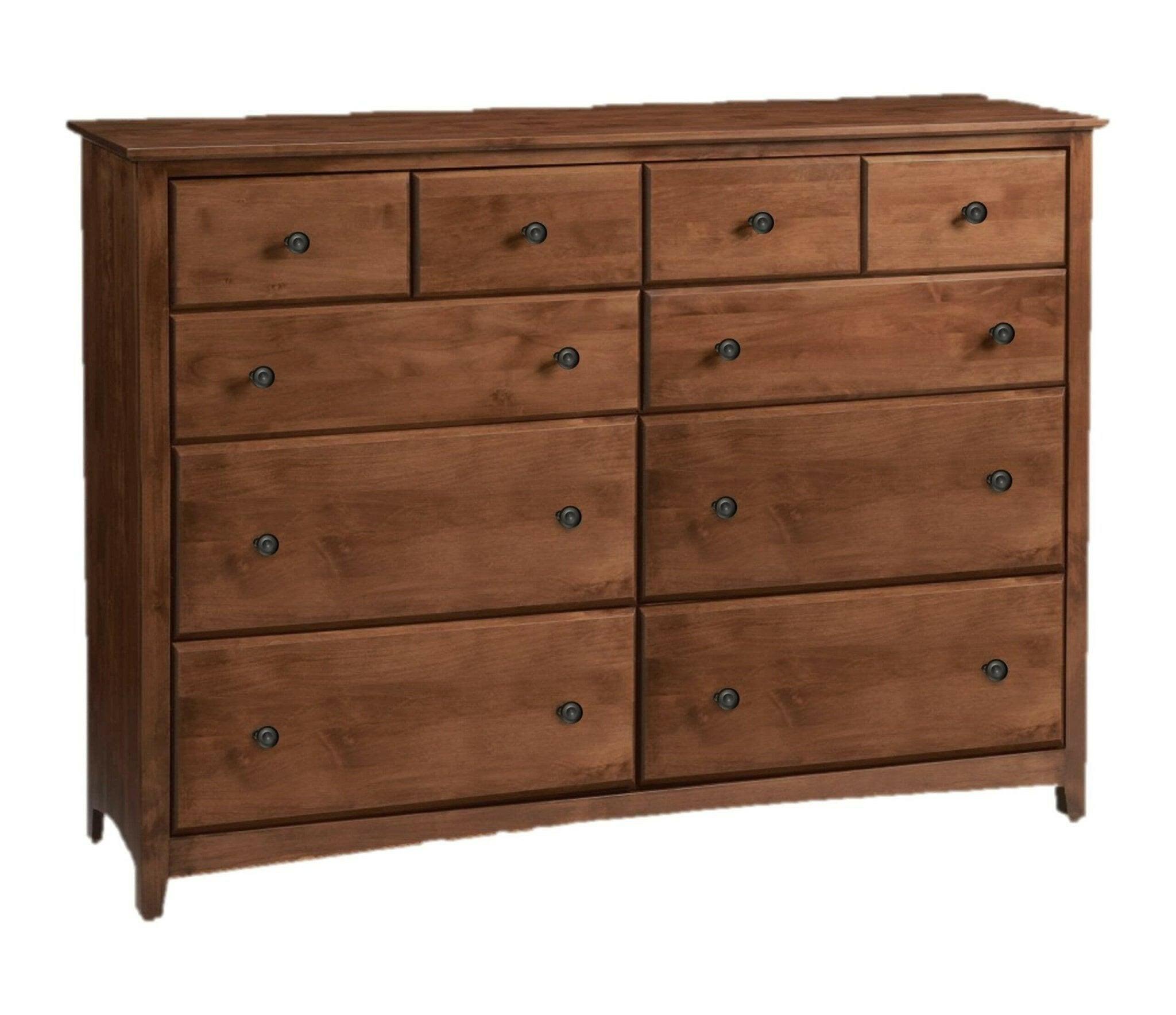 Tuscan Brown Shaker Dresser 6111XT/6147T - Classic Wooden Chest of Drawers for Bedroom, Living Room & Home Storage