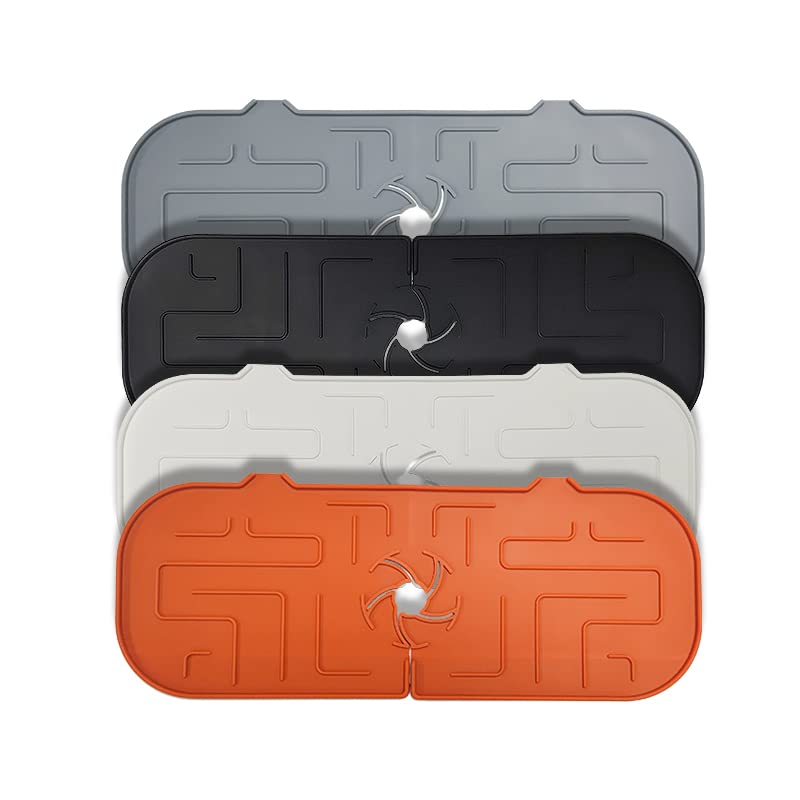 Non-Slip Silicone Faucet Drip Tray - 2 Pack Splash Guard for Kitchen & Bathroom Sink - Black