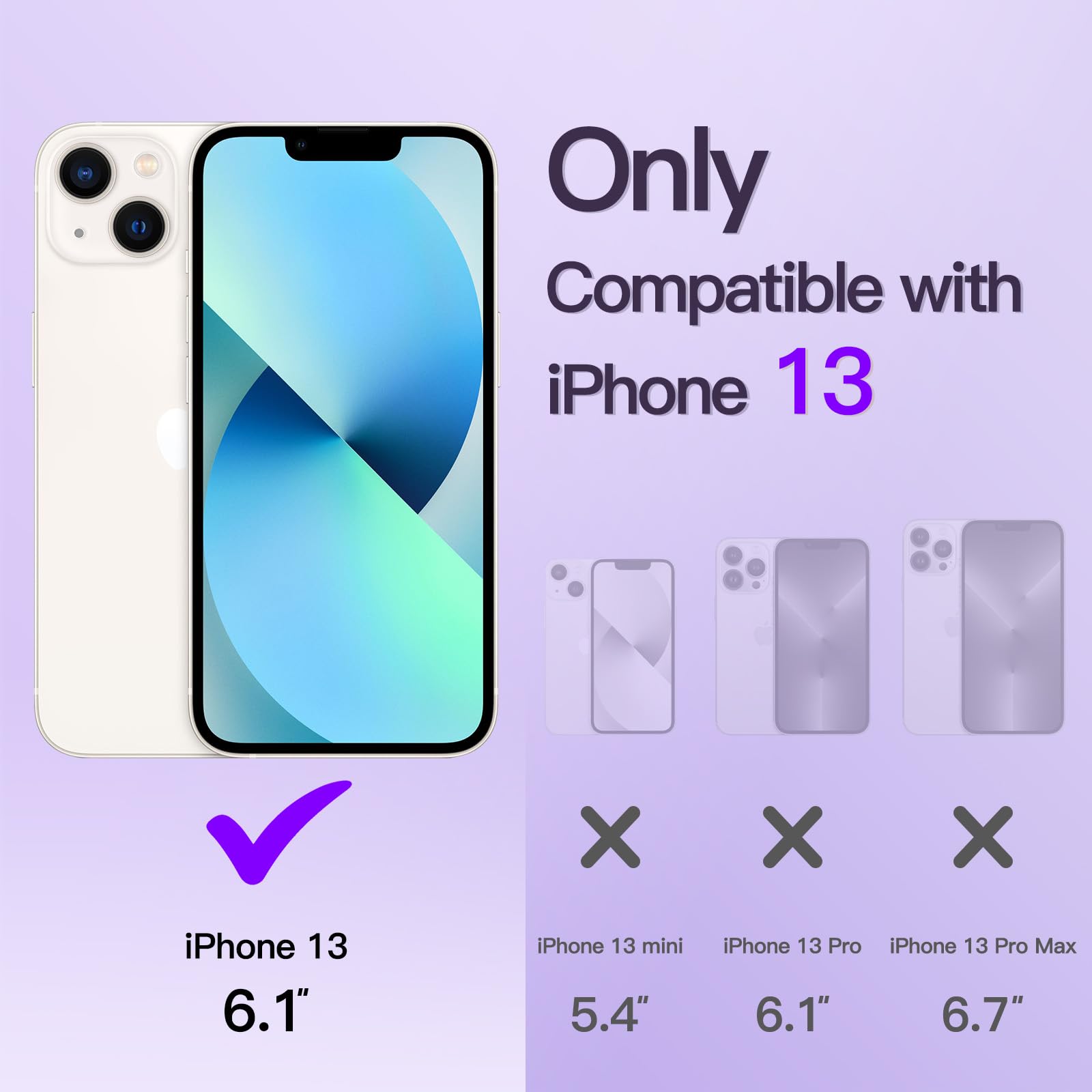 JETech iPhone 13 Case 6.1 Inch - Clear Soft TPU Phone Cover with Camera Protection | MagSafe Compatible | Shockproof & Scratch Resistant | Light Purple | Perfect for Daily Use, Work & Travel Protection