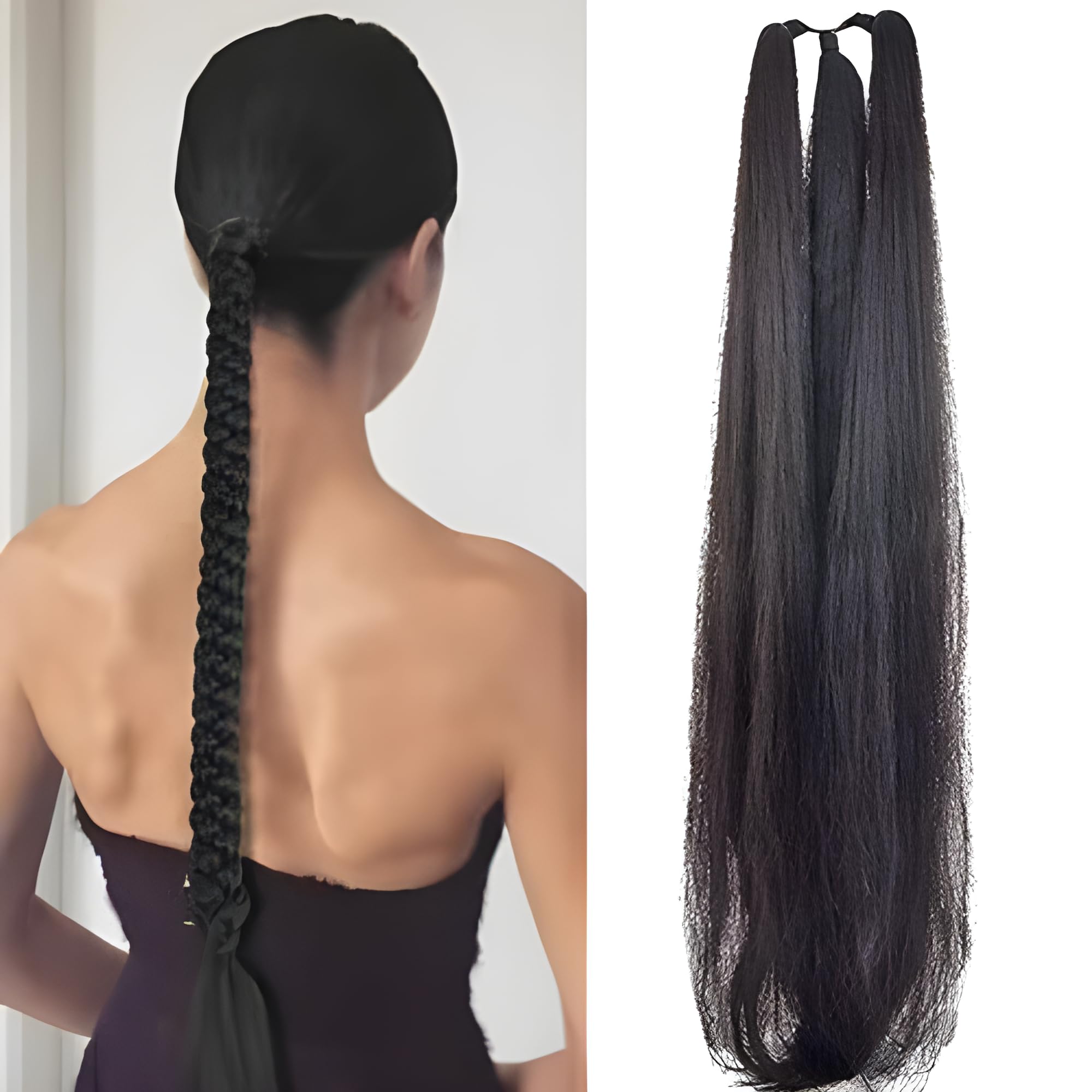 SAIYA 26-Inch Black Clip-In Hair Extensions for Women & Girls – Synthetic Hair Ponytail Extension That Looks Like Human Hair – Perfect for Parties, Weddings & Daily Styling