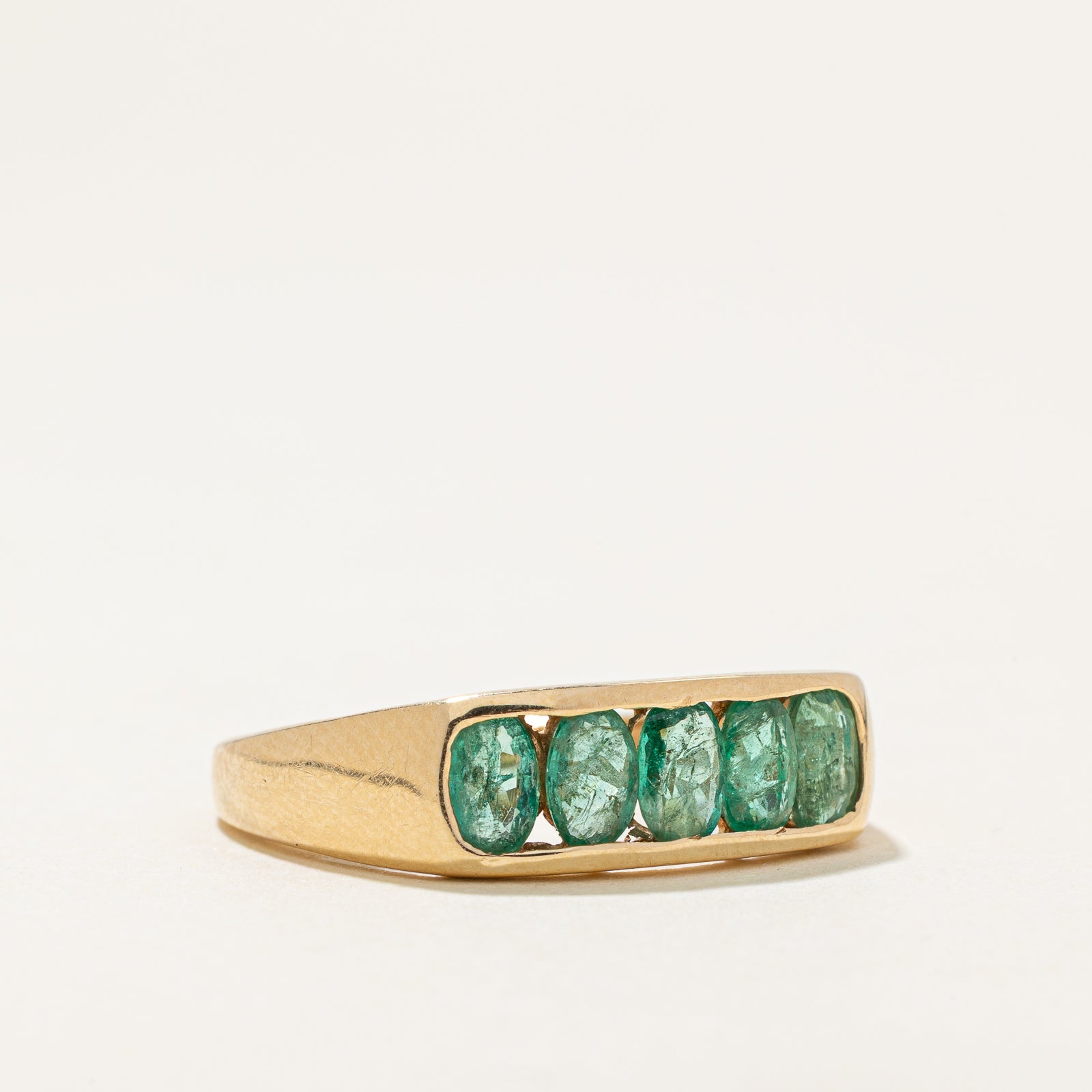 0.75ctw Five Stone Channel Set Emerald Ring - Size 7.25 | Elegant Green Gemstone Jewelry for Women | Perfect for Engagement, Anniversary & Special Occasions