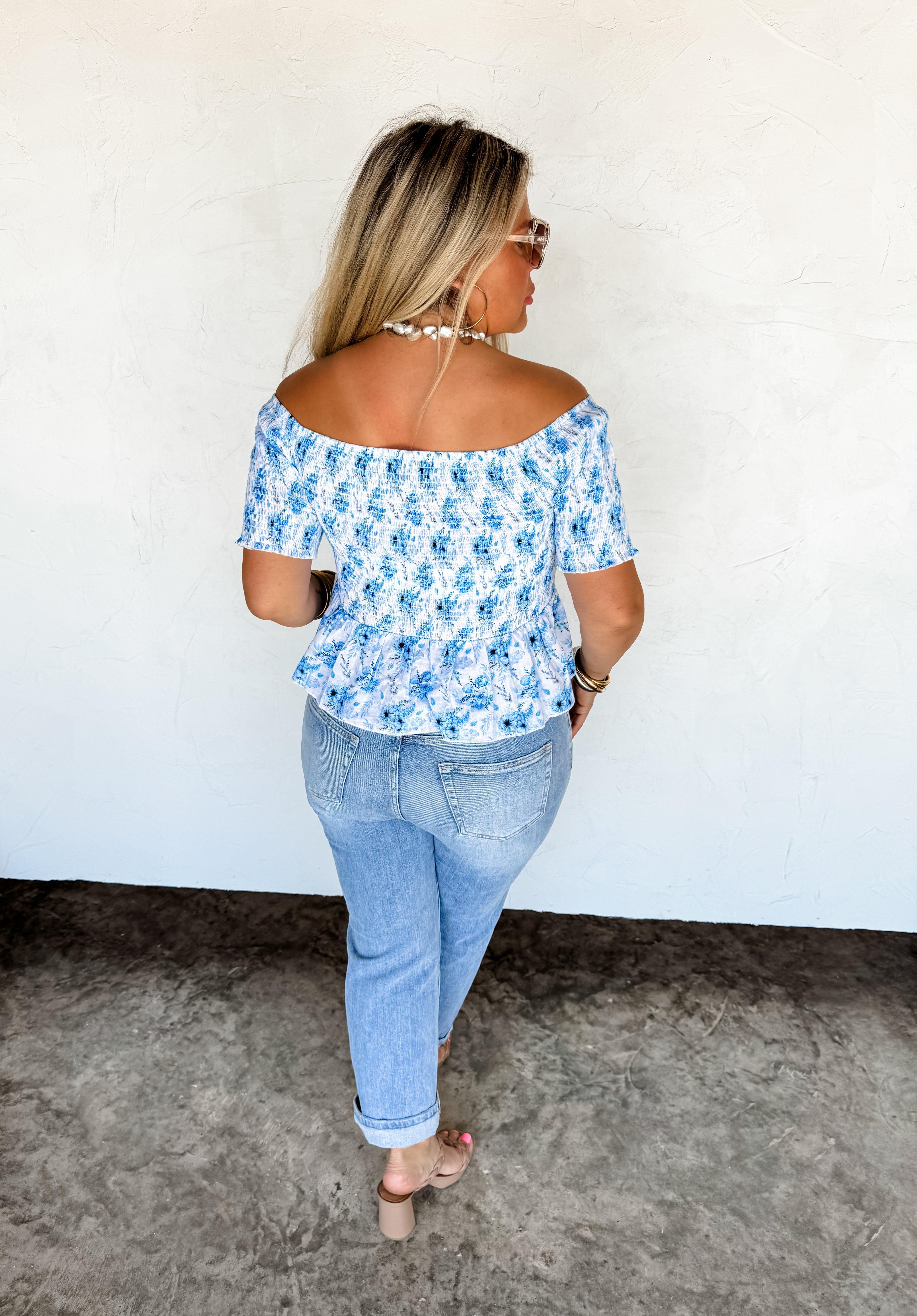 Essie Floral Smocked Top Women's Blouse - Elegant Ruffled Sleeves & Floral Print - Perfect for Spring Outfits, Date Nights & Summer Vacations