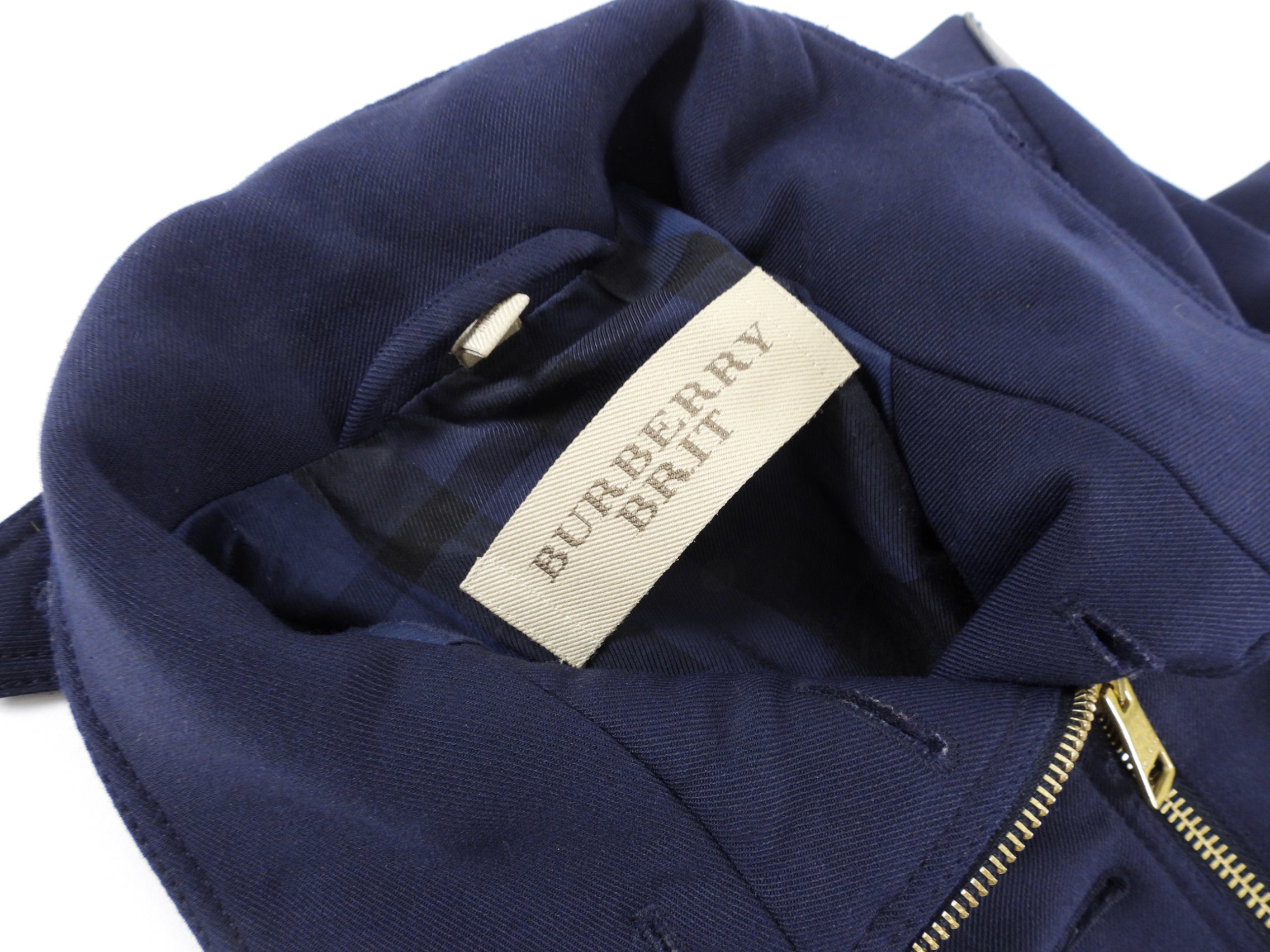 Burberry Brit Navy & Gold Button Military Jacket - Classic Trench Coat for Men | Perfect for Formal Events, Office Wear & Fall Fashion