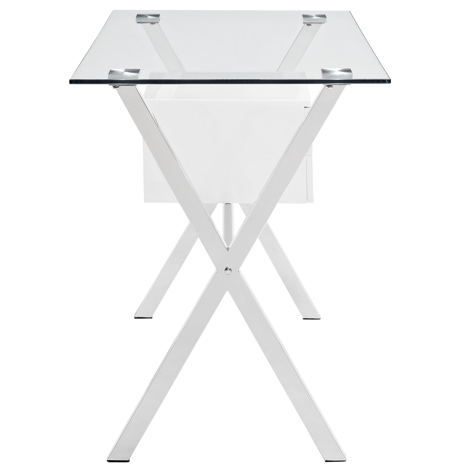 Modway Stasis Contemporary Modern Glass-Top Office Desk in White - Sleek Home Office Furniture for Work & Study | Perfect for Small Spaces & Modern Interiors