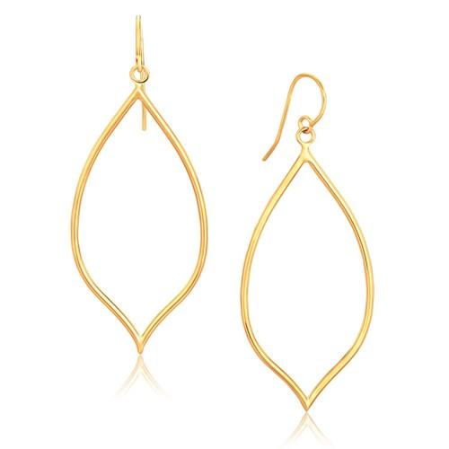14K Yellow Gold Marquise Cut Polished Stud Earrings for Women - Elegant Dangle Earrings for Parties, Weddings & Everyday Wear