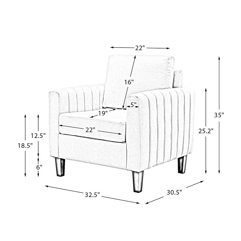 Luca Square Club Armchair - Modern Accent Chair for Living Room, Lounge & Office - Stylish Upholstered Armchair with Wooden Legs - Perfect for Home Decor, Reading Nook & Relaxation