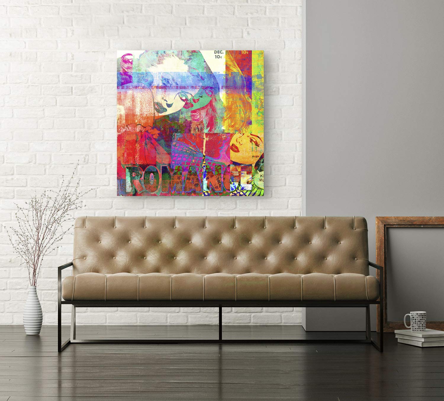Eric Chestier True Romance Modern Pop Art Canvas Print - 90x90 cm Wall Decor for Living Room, Bedroom & Office - Vibrant Artwork for Home & Gifts