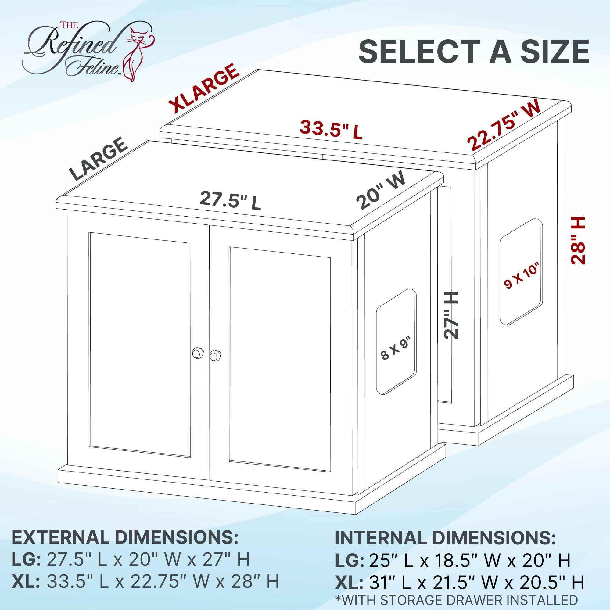 Premium Cat Litter Box Enclosure Cabinet - Modern Black Espresso Hidden Litter Box Furniture with Adjustable Levelers & Storage Drawer - XL Size for Large Cats - Perfect for Home, Apartment & Pet-Friendly Spaces