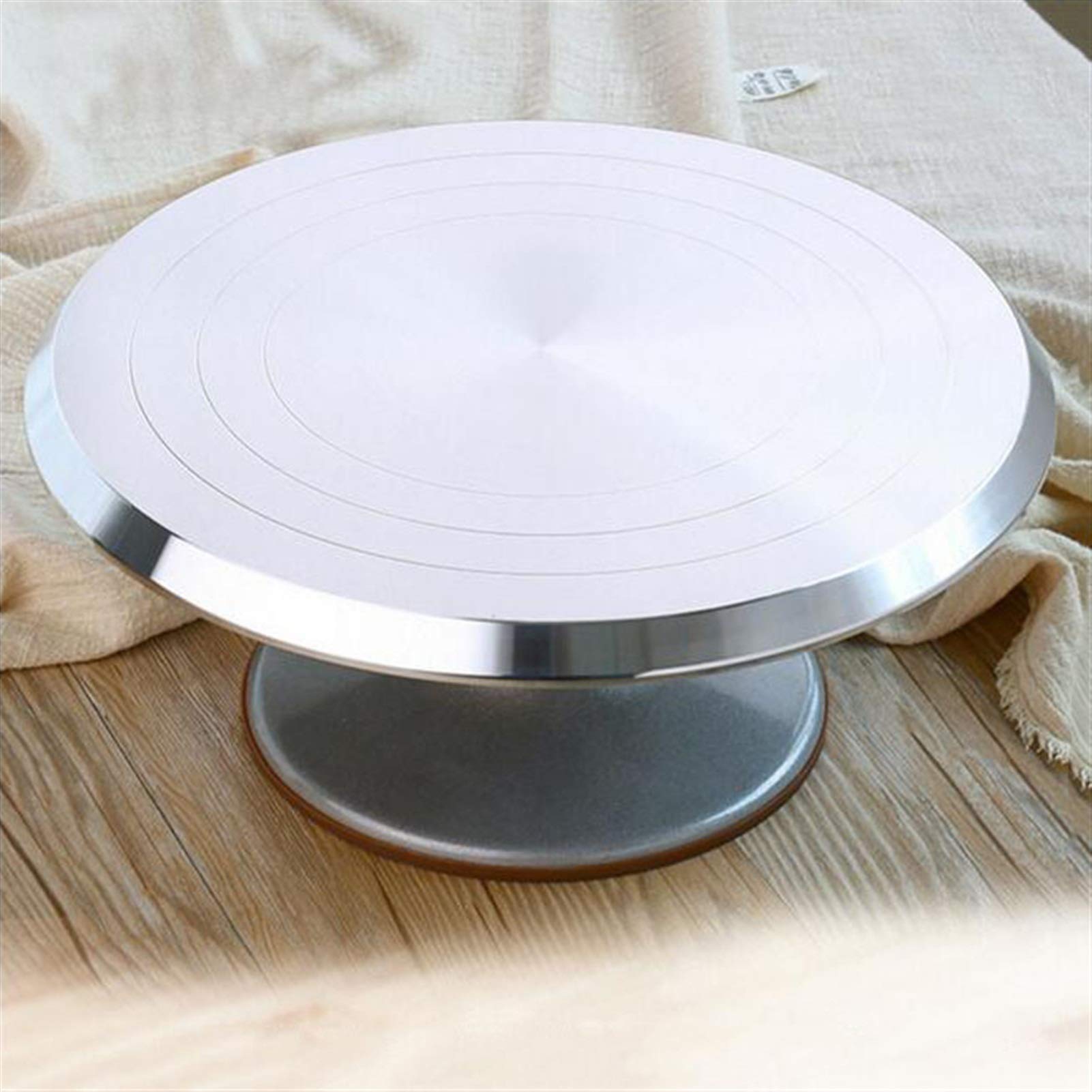 12 Inch Aluminum Alloy Rotating Cake Turntable Stand with 10 Inch Spatulas - Professional Cake Decorating Supplies for Cookies, Cupcakes & Pastries (Silver) - Perfect for Home Baking, Wedding Cakes & Dessert Decorating