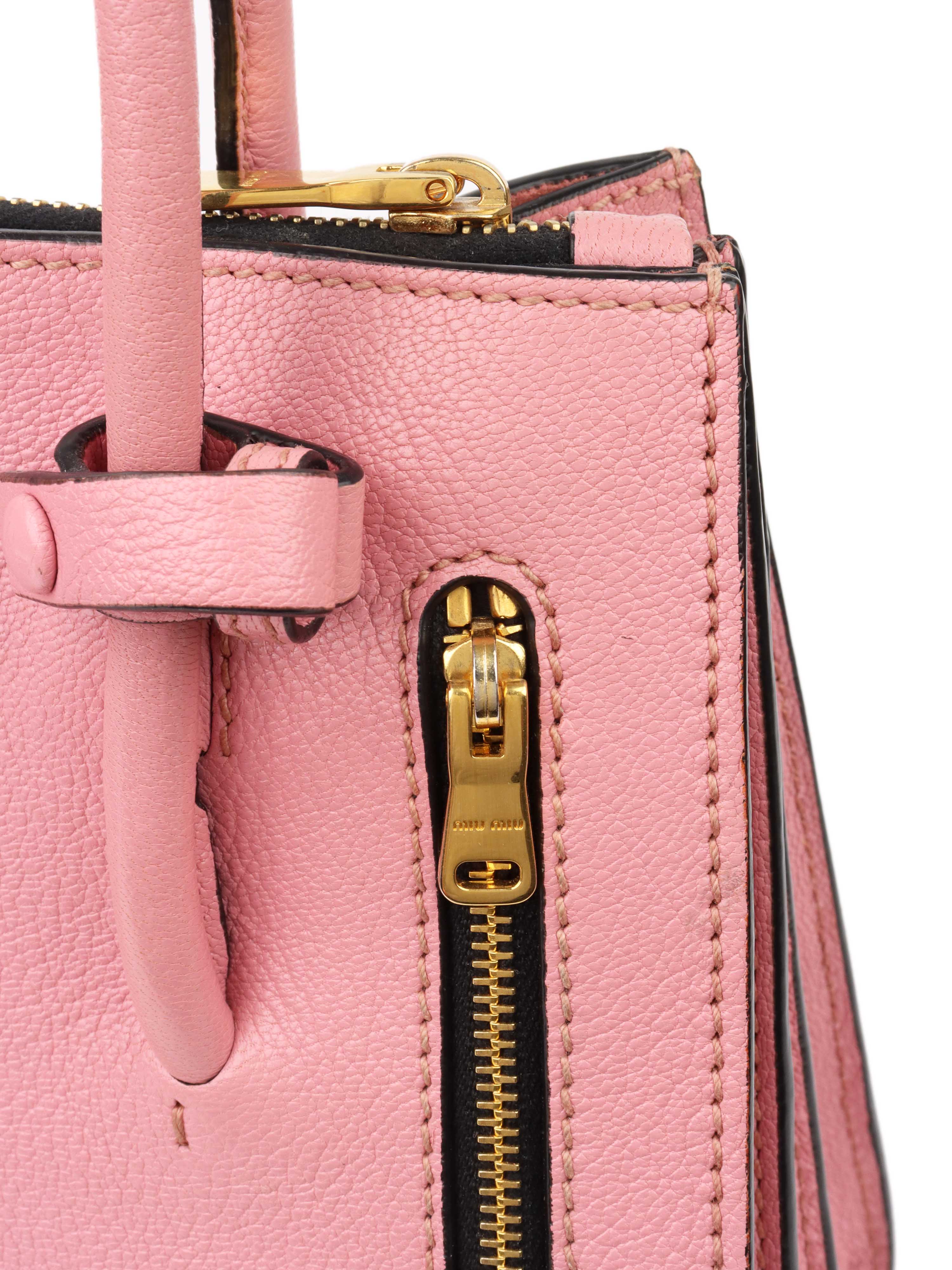 Miu Miu Pink Leather Tote Shoulder Bag for Women - Fashionable Designer Handbag for Work, Travel & Everyday Use