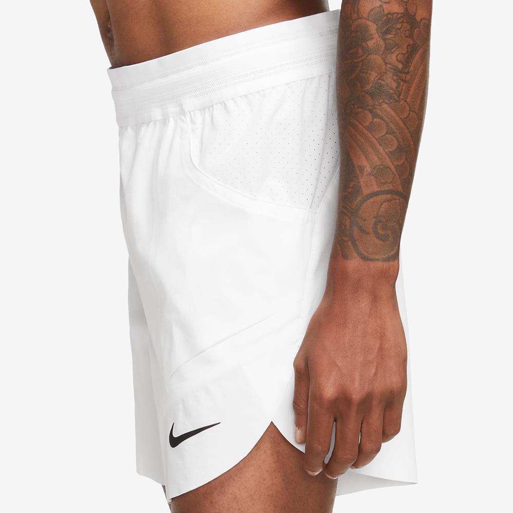 Nike Men's Rafa Advantage 7 Tennis Shorts - White/Black - Breathable & Quick-Dry for Tennis & Casual Wear