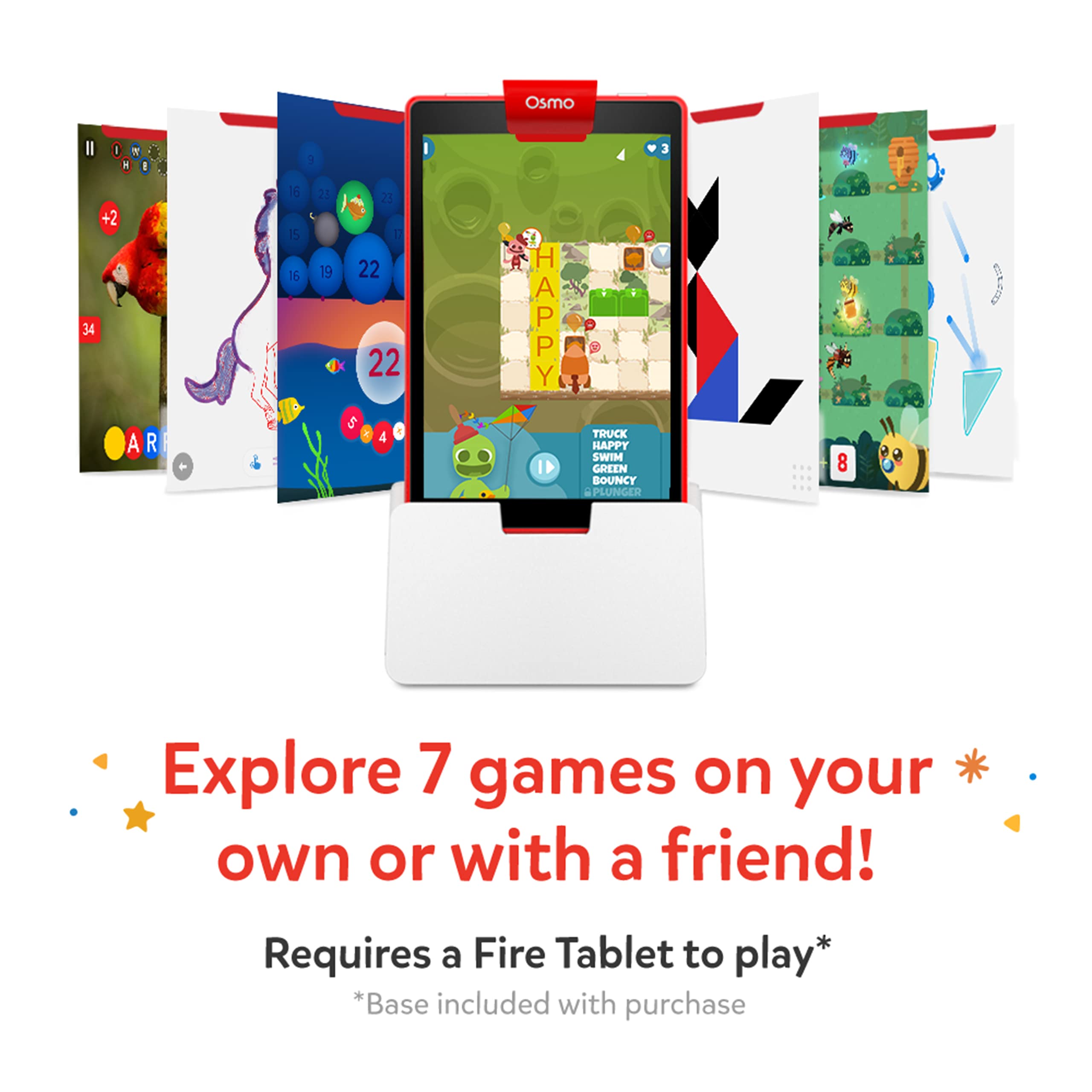 Osmo Genius Starter Kit for Fire Tablet - 7 Educational STEM Learning Games for Kids Ages 6-10 | Spelling, Math, Problem Solving & Creativity | Family Game Night Gift (Fire Tablet Base Included - Amazon Exclusive) | Perfect for Homeschooling, Classroom & Interactive Playtime