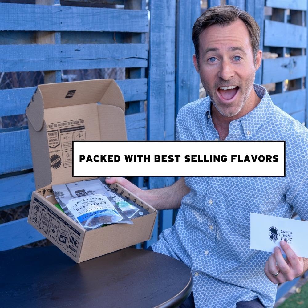 Premium Beef Jerky Variety Pack - 12 Bags of Gourmet Meat Snacks | High Protein Snacks for Men, Military Care Packages & Christmas Gifts | Perfect for Outdoor Adventures, Road Trips & Office Snacking