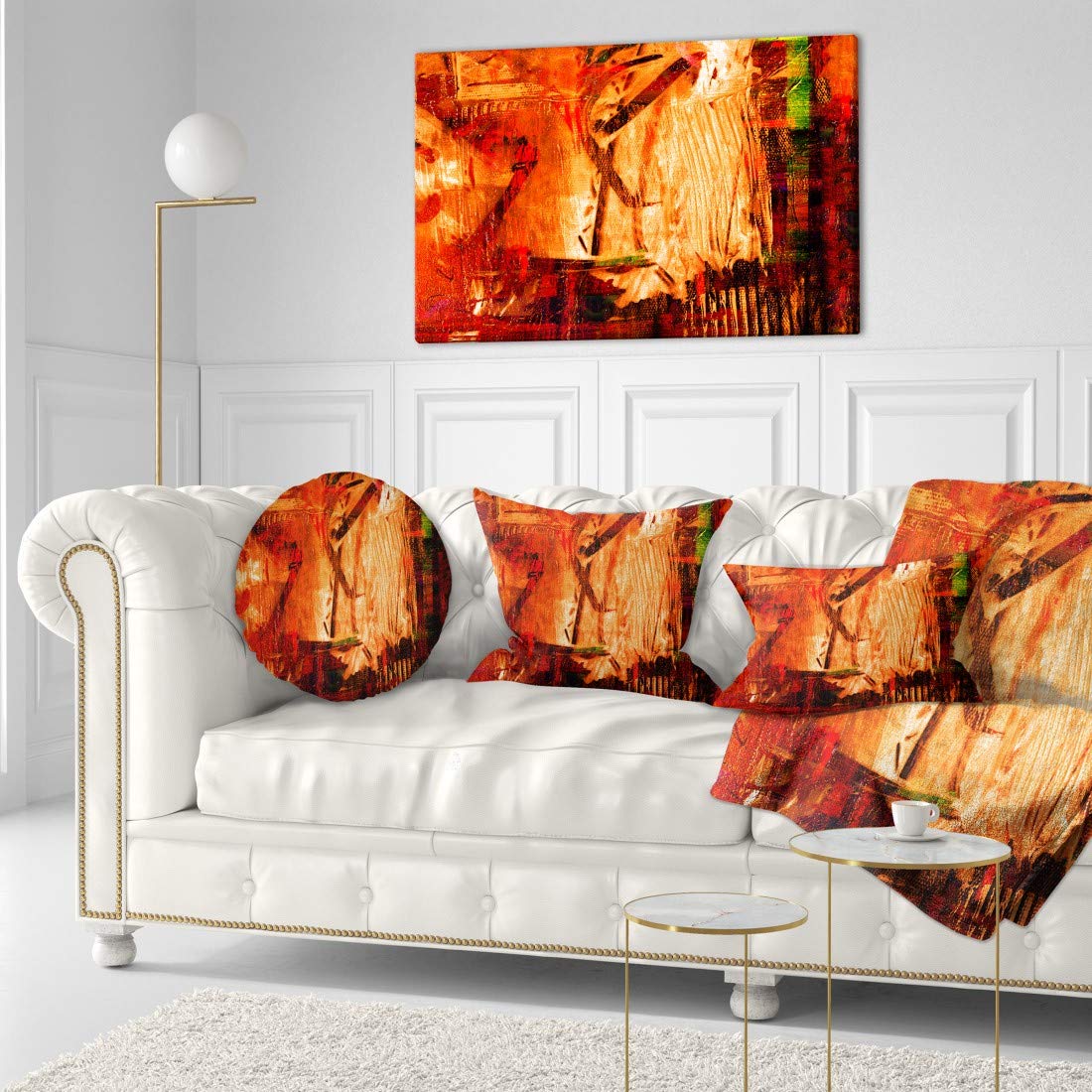 Designart Fire Red Abstract Canvas Wall Art - 40x20 Inches Modern Home Decor for Living Room, Bedroom & Office