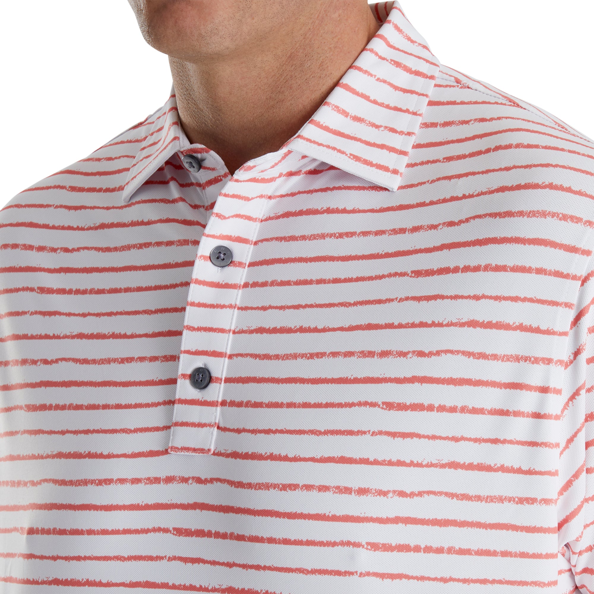 FootJoy Chalk Line Print Stretch White Men's Golf Polo Shirt - Moisture-Wicking & Breathable for Comfort on the Golf Course