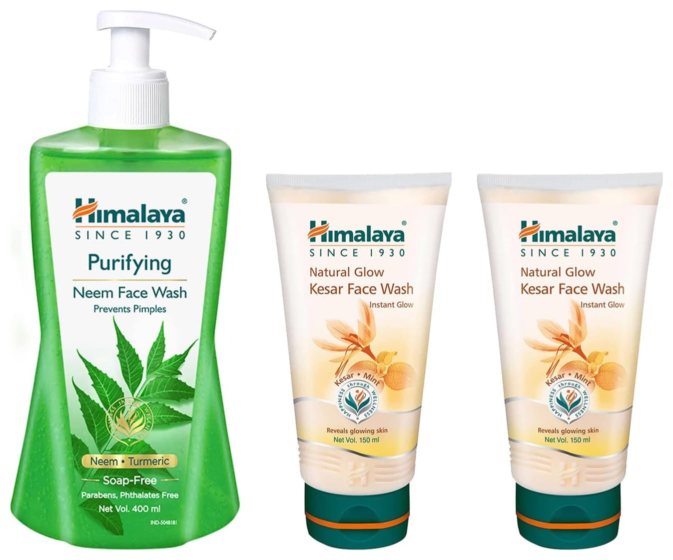 Himalaya Natural Glow Kesar Face Wash & Purifying Neem Face Wash - 2 Pack (400ml Each) for Clear, Radiant Skin | Daily Cleansing for Oily & Dry Skin Types