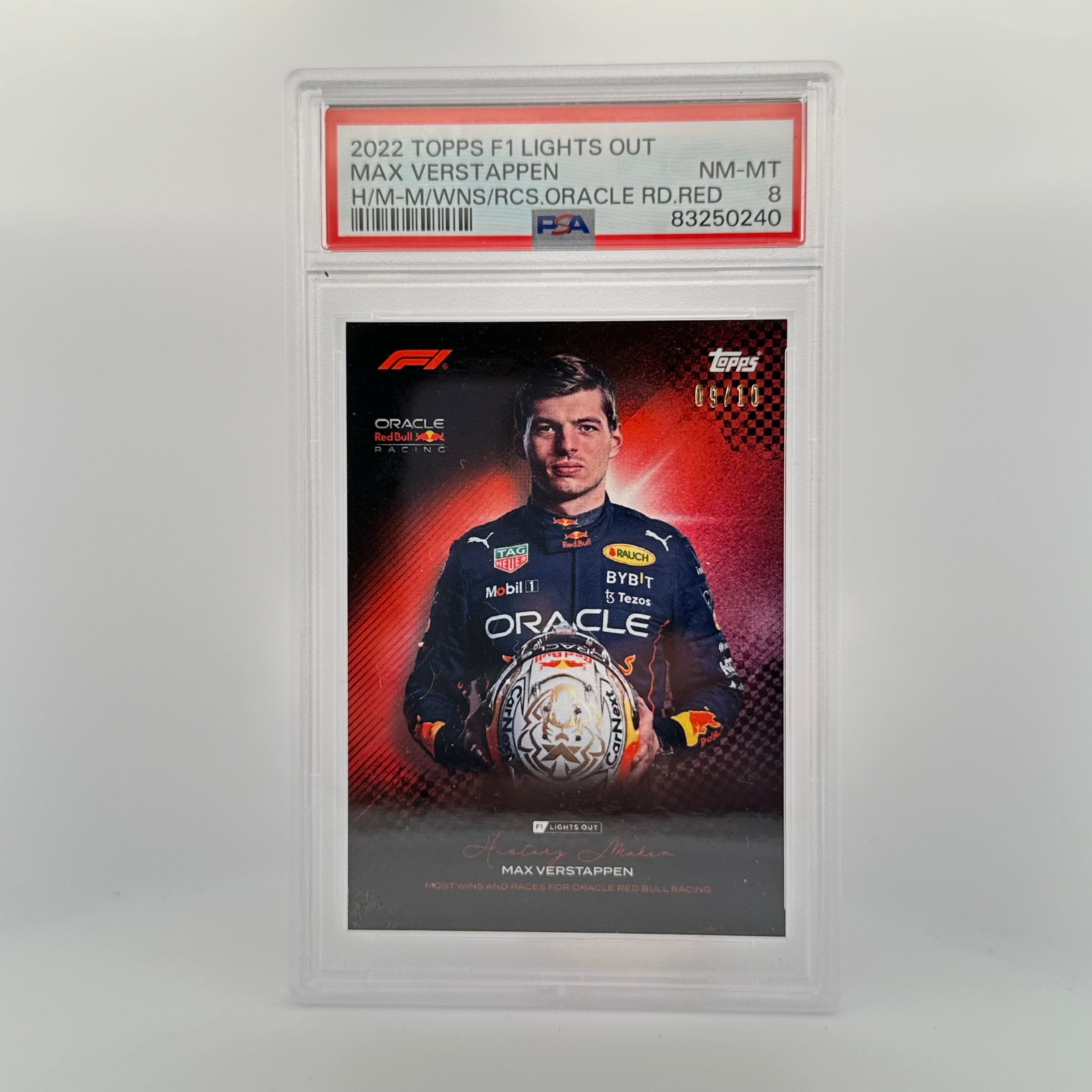 PSA 8 9/10 Max Verstappen History Maker - Most Wins & Races for Oracle Red Bull Racing - Limited Edition Collectible Card for Formula 1 Fans & Sports Memorabilia Collectors - Perfect for Display, Investment & F1 Enthusiasts