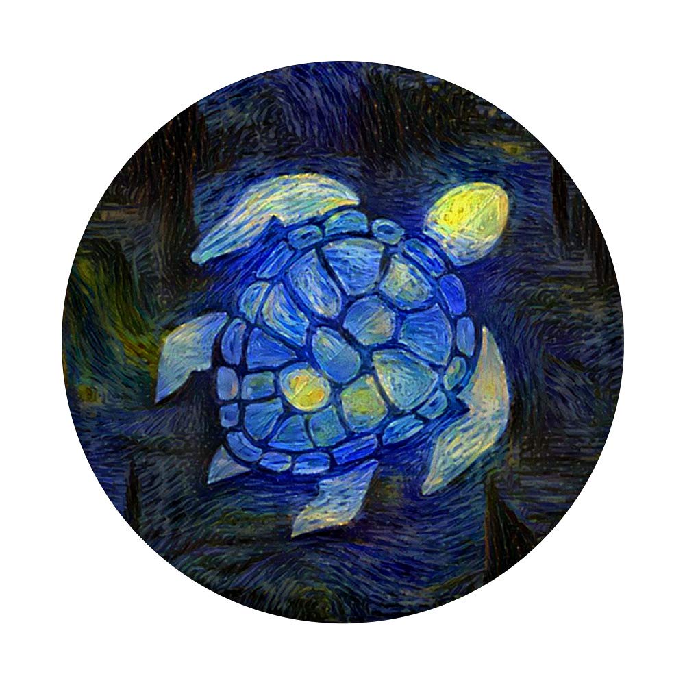 Sea Turtle Artistic Grip - Van Gogh Starry Night Inspired Pen Holder, Perfect for Office Desks & Artist Studios