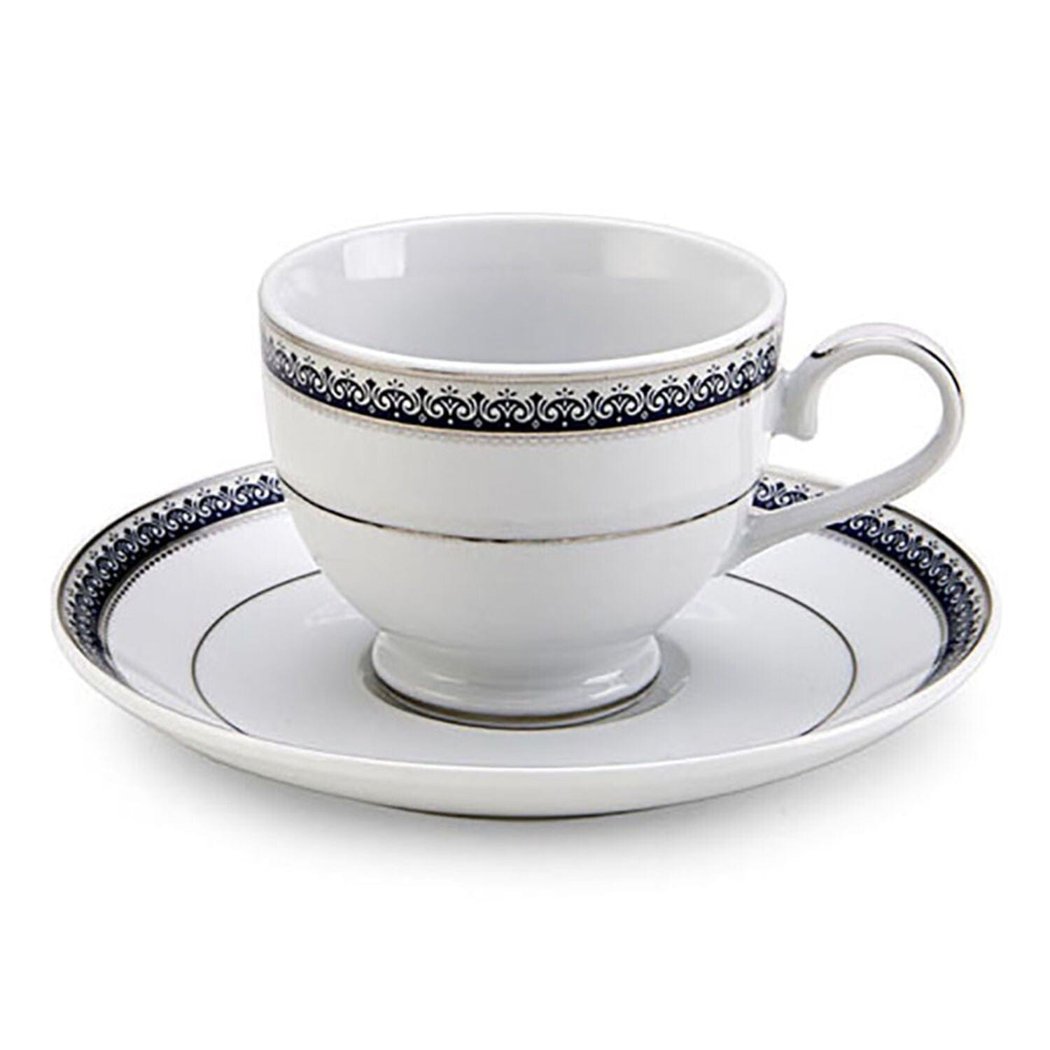 Platinum Crown Cobalt 40-Piece Dinnerware Set - Service for 8 People, Elegant Porcelain Dish Set for Formal Dining, Wedding Registry & Holiday Entertaining