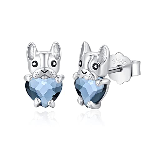 E04-Blue crystal-French Bulldog stud