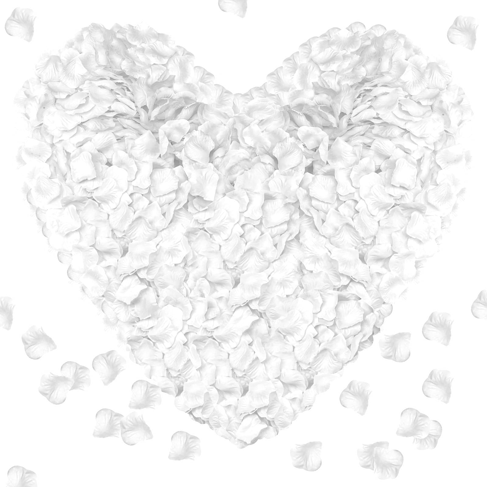 1000Pcs Artificial Silk Rose Petals - Realistic Fake Flower Petals for Wedding Decor, Romantic Proposal, Anniversary Party & Home Decoration (White) | Perfect for Table Scatter, Aisle Decor, Bathtub & Photo Backdrop