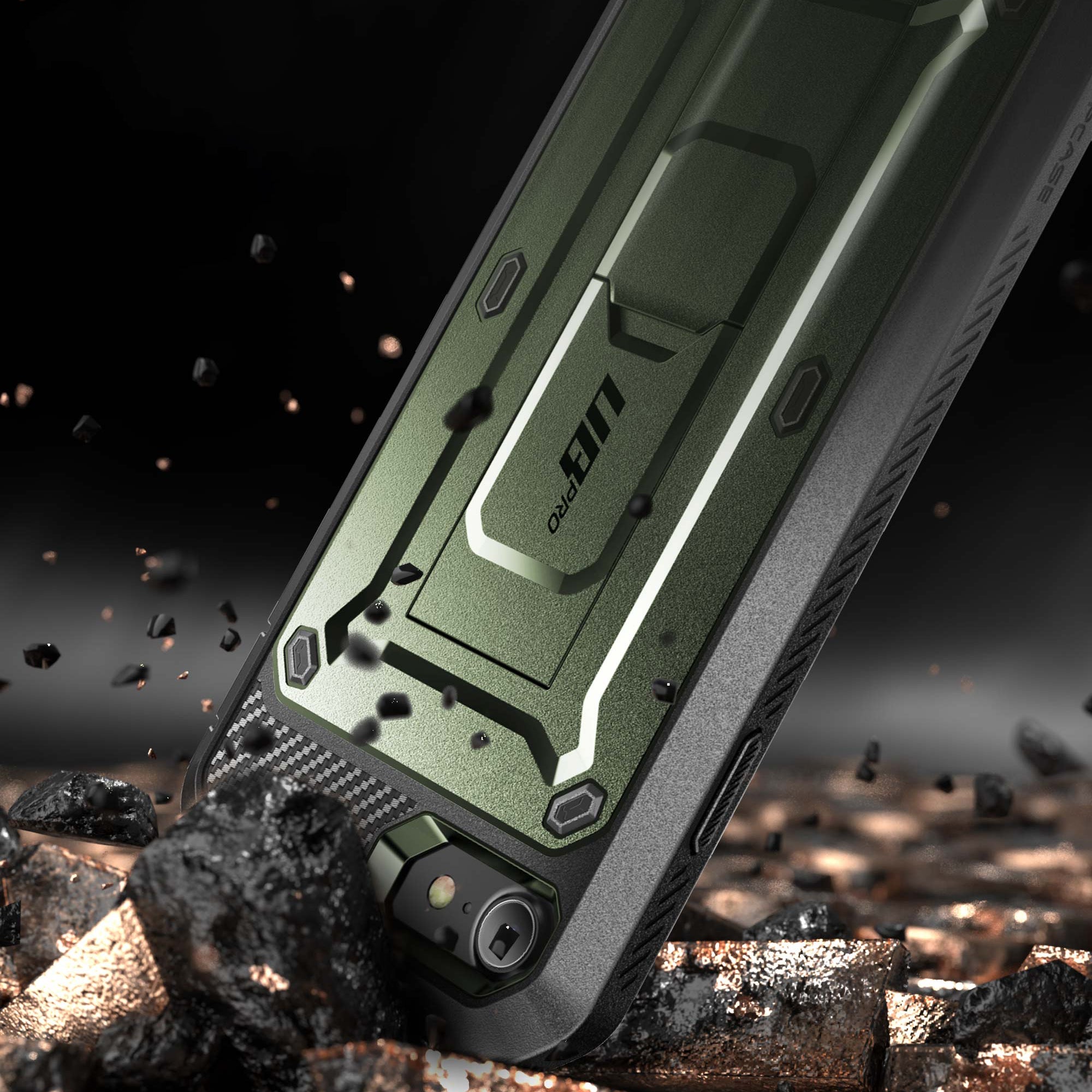 iPhone 7/8 Unicorn Beetle Pro Rugged Full-Body Protective Case with Built-in Kickstand - Dark Green | Shockproof Cover for Outdoor, Work & Daily Use