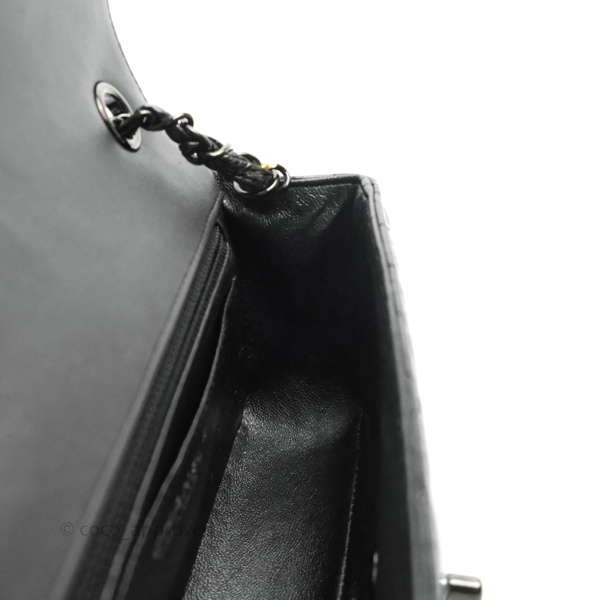 Chanel Chevron Mini Rectangular Flap Bag in Black Crumpled Patent Leather with So Black Hardware - Perfect for Evening Events & Luxury Fashion Accessories