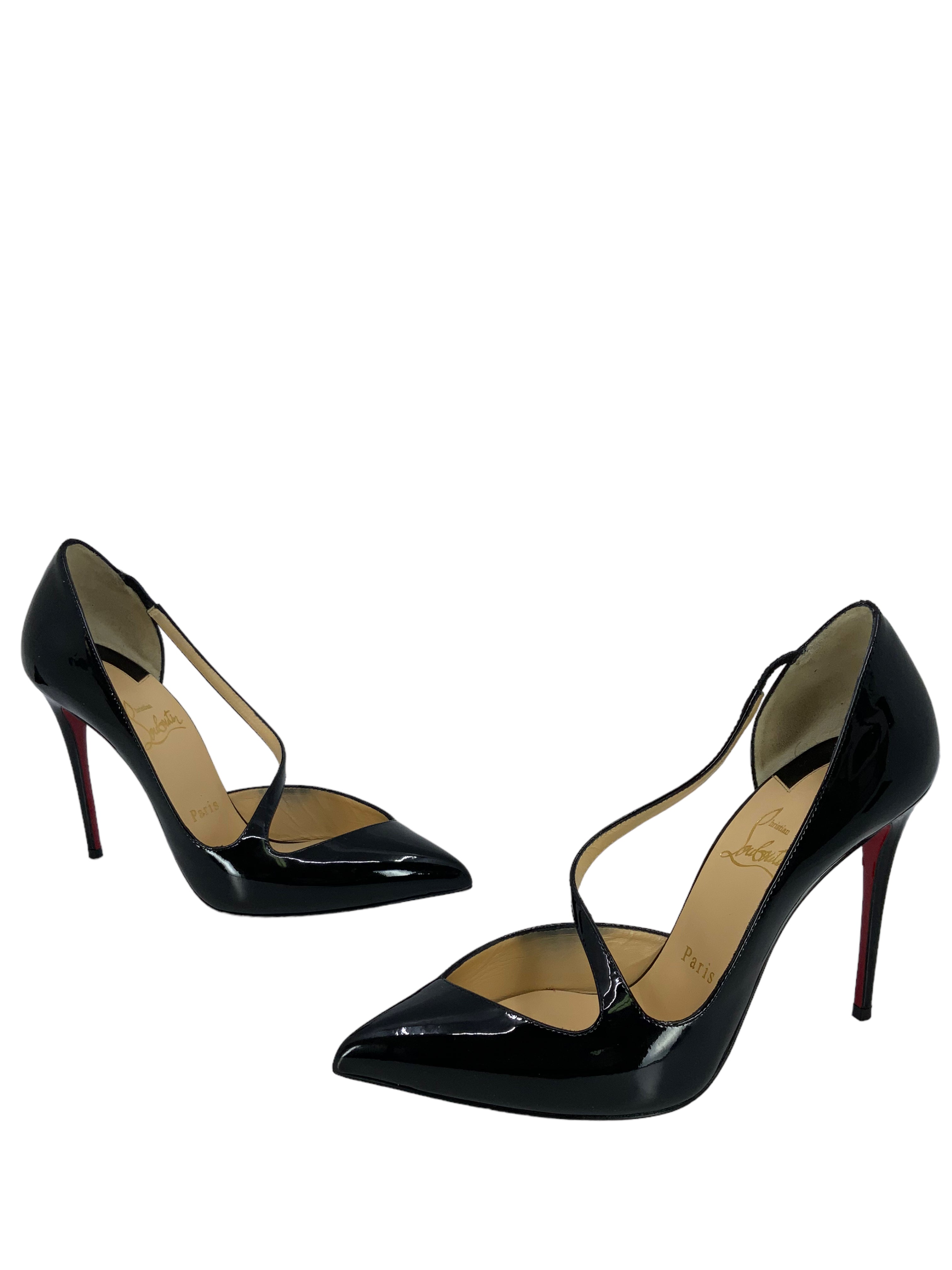 Christian Louboutin Jumping 100mm Patent Leather Pumps - Women's Size 7.5 (US) - Red Sole High Heels for Party, Wedding & Evening Events