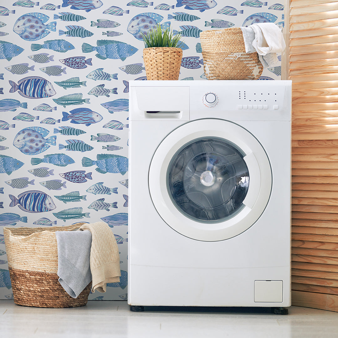 Self-Adhesive Marine Fish Wallpaper - Waterproof & Removable Decorative Sticker for Bathroom, Kitchen, or Kids Room Decor