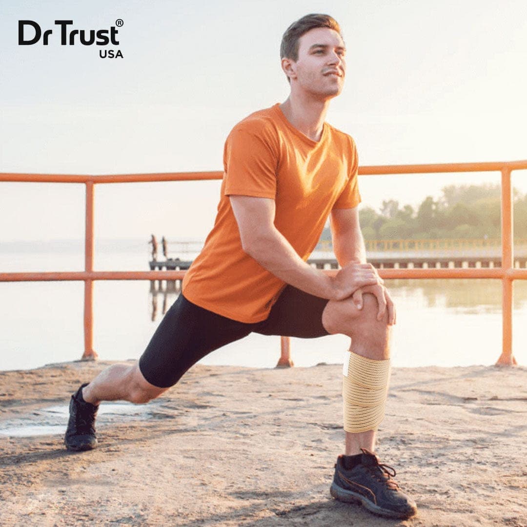 Dr Trust USA Elastic Compression Bandage Tape (1 Pair) 338 Free Size - Breathable Support for Sprains, Sports Injuries & Post-Surgery Recovery - Ideal for Athletes, Active Lifestyles & Medical Use