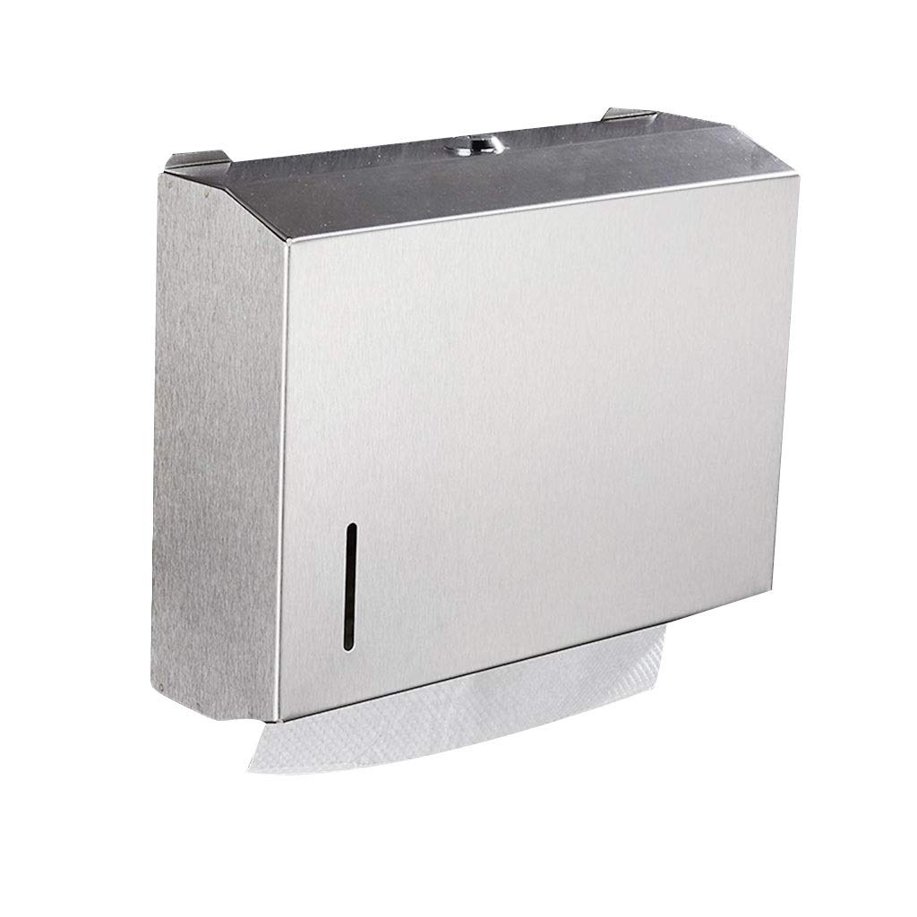 Afairy Stainless Steel C-Fold Paper Towel Dispenser Wall Mount - Commercial Grade with Lock Design (Silver) | Ideal for Restaurants, Offices & Public Restrooms